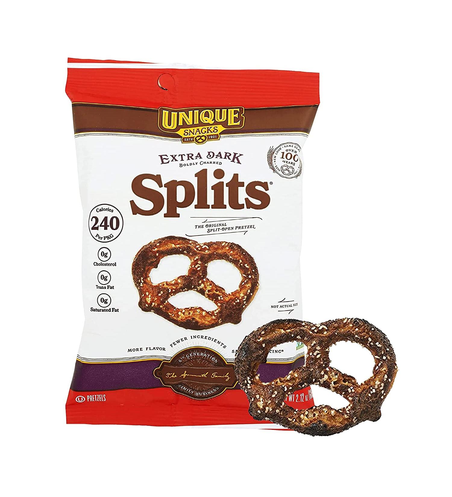 Unique Snacks Extra Dark Split Pretzels - Vegan Homestyle Baked - 24 Pack - Buy Online on GoSupps.com