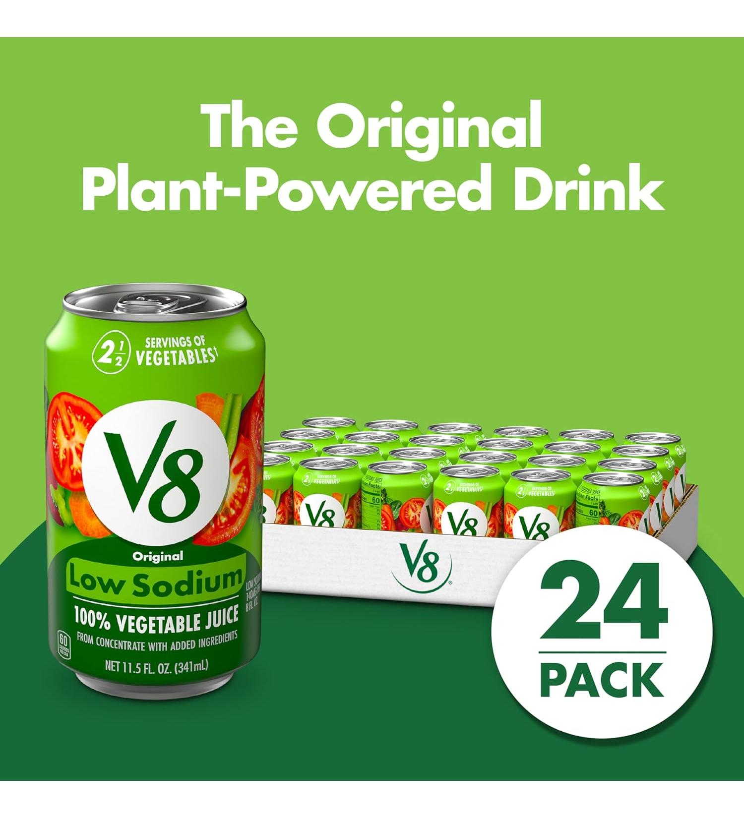V8 100 Vegetable Juice Original Low Sodium 5.5oz Can 24 Pack - Buy Now - Buy Online on GoSupps.com