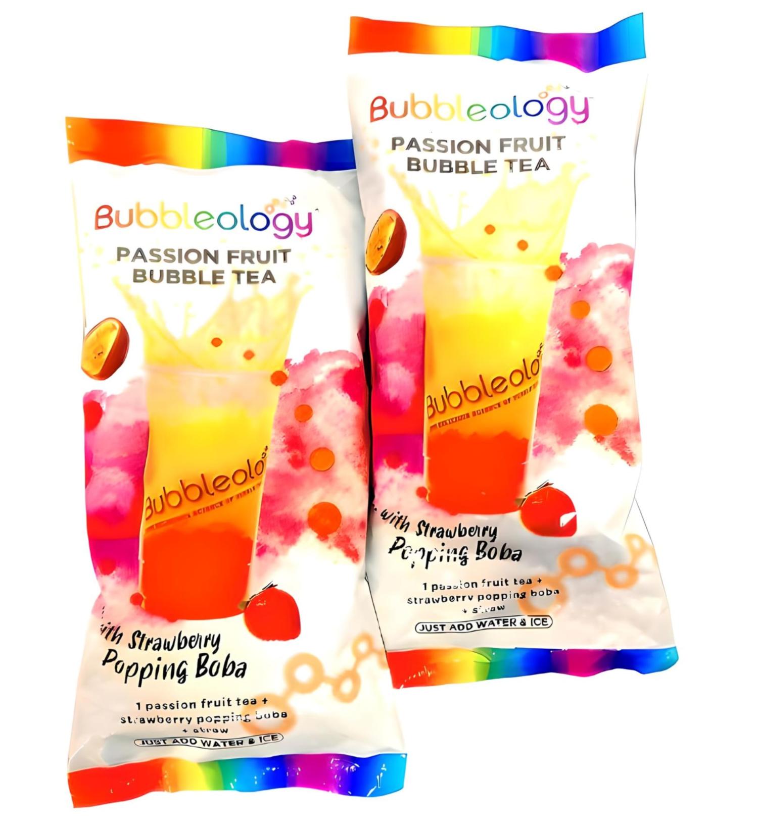 Bubbleology Passion Fruit Bubble Tea with Strawberry Popping Boba Pack of 2 - Buy Online on GoSupps.com