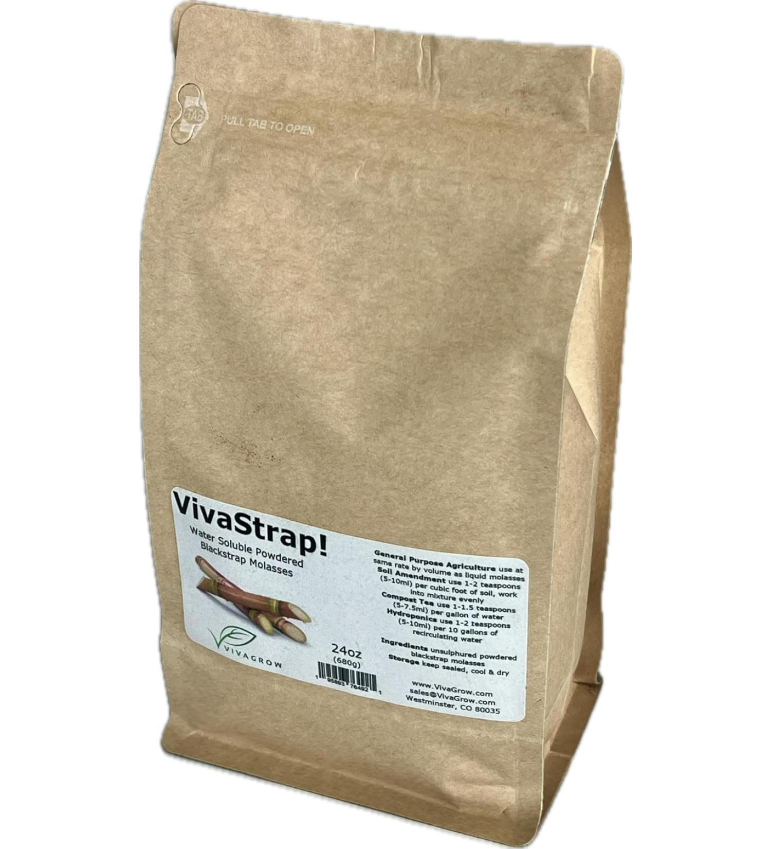 VivaStrap Dry Powdered Blackstrap Molasses Unsulphured Water Soluble 24oz - Premium Quality - Buy Online on GoSupps.com