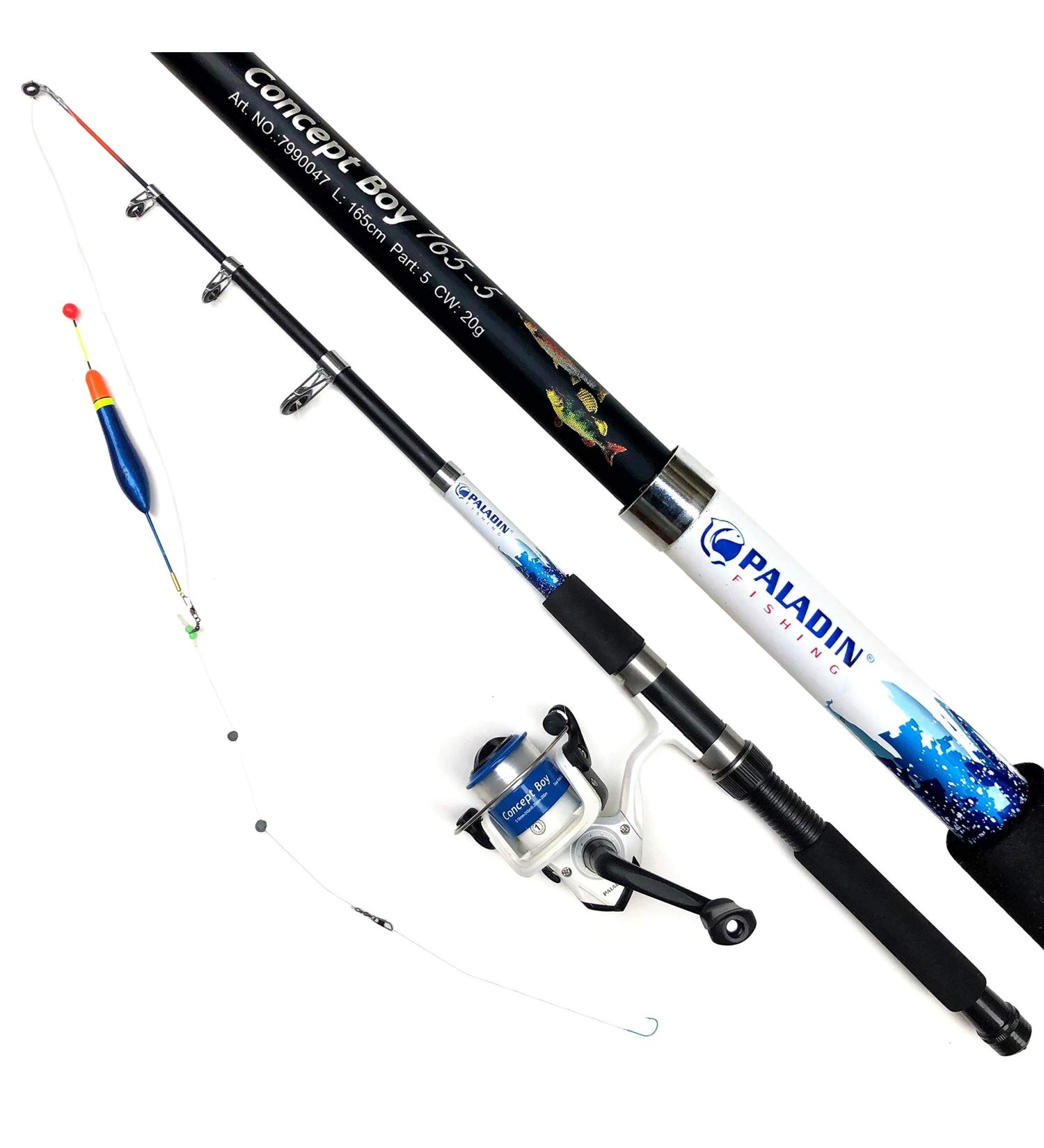 Mega Fishing Children's Fishing Starter Set Tele Combo - Telescopic Rod Reel Bag & Ready-to-Assemble - Red & Blue Blue - Concept Boy