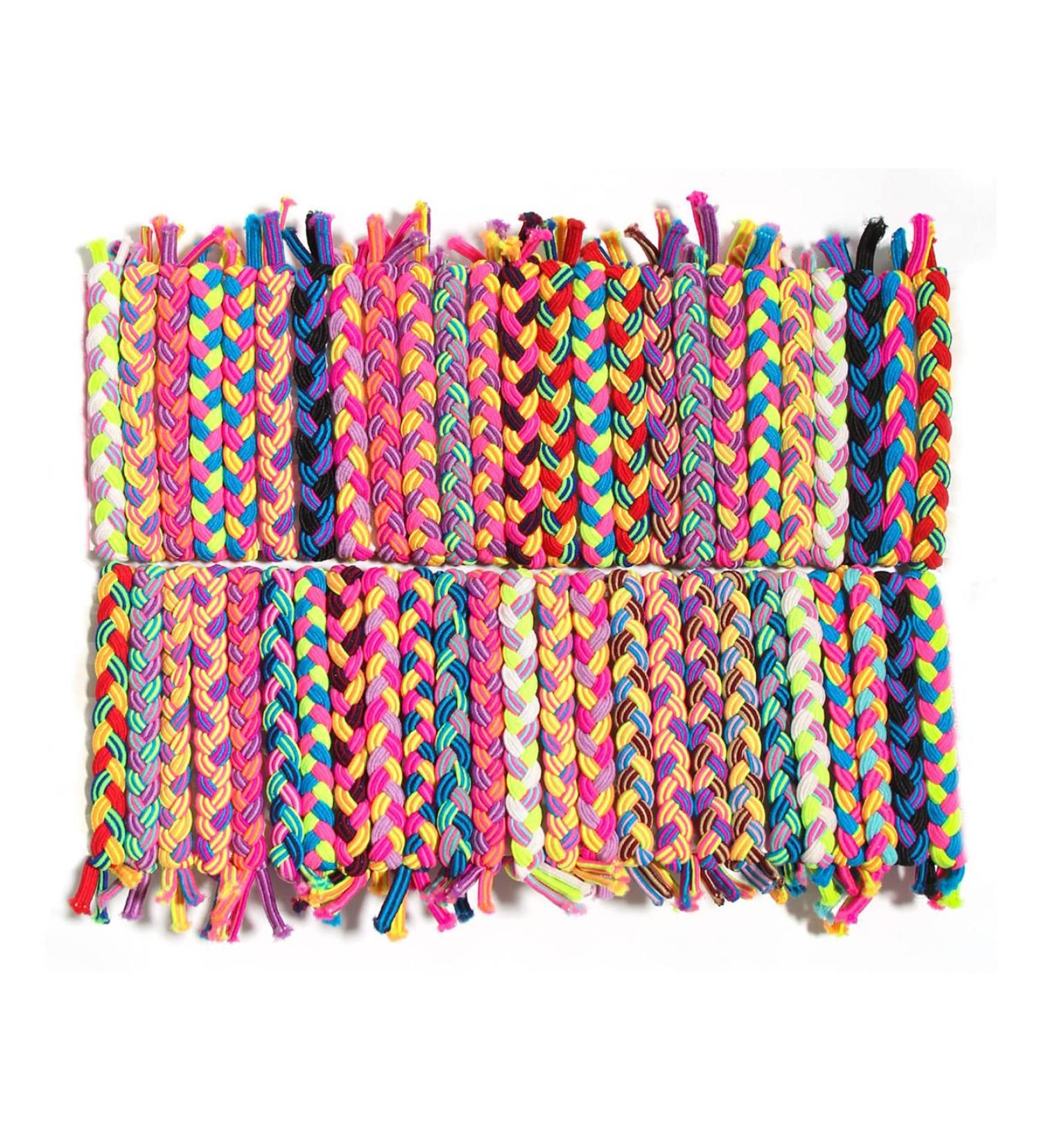 Braided Hair Scrunchies 50pcs Hair Ties Elastic Bands Hair Accessories - Mixed Colors - Buy Online on GoSupps.com