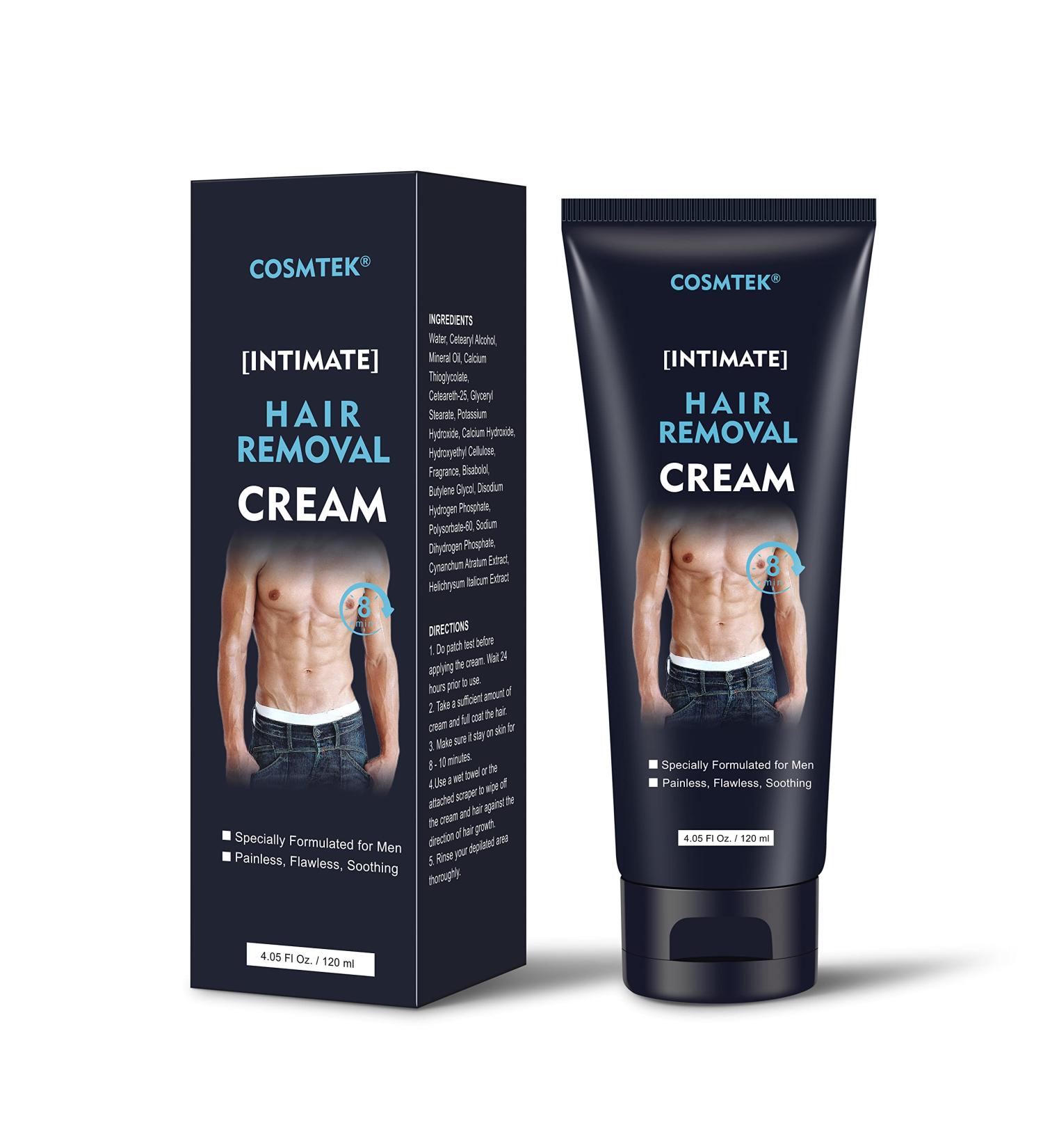 Soothing & Effective Hair Removal Cream for Men - Painless Depilation for Facial, Pubic, Underarm, Chest, Back - 5.07oz - Buy Online on GoSupps.com