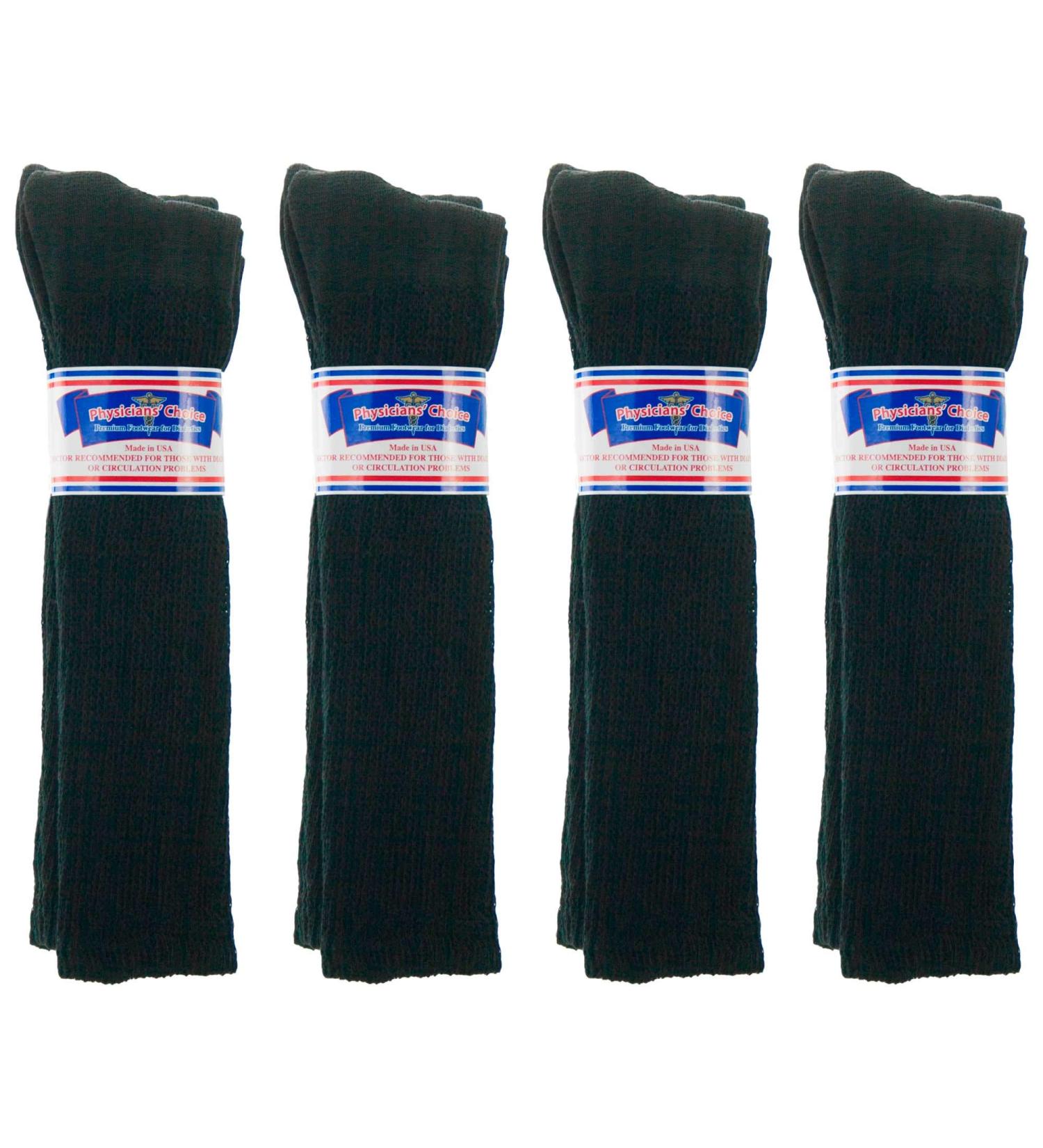 Physician's Choice 12 Pair Black Diabetic Knee High Socks for Big Men 13-15 - Buy Online on GoSupps.com