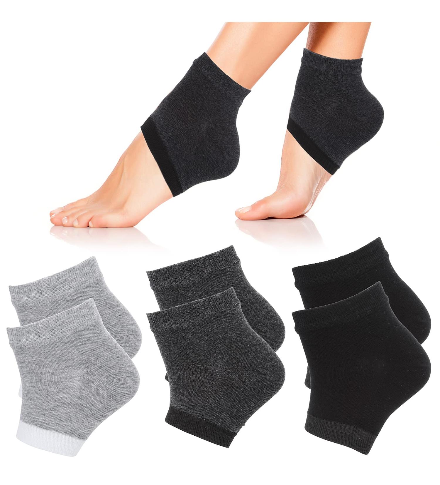 Sibba Moisturizing Gel Heel Socks - 3 Pairs | Open Toe Silicone Socks for Dry Cracked Skin | Breathable Day Night Foot Care Protector - Buy Online on GoSupps.com