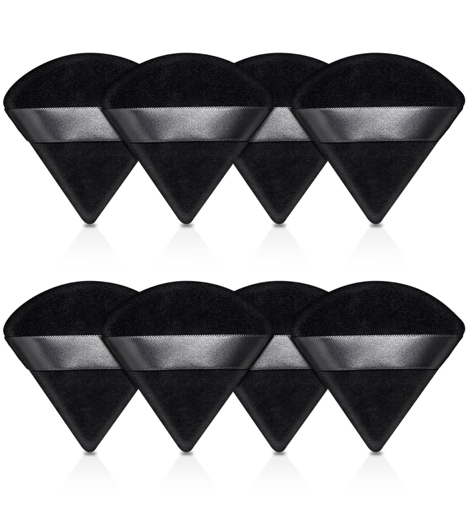 8PCS Velvet Triangle Powder Puff Set for Face & Body Makeup - Black - Buy Online on GoSupps.com