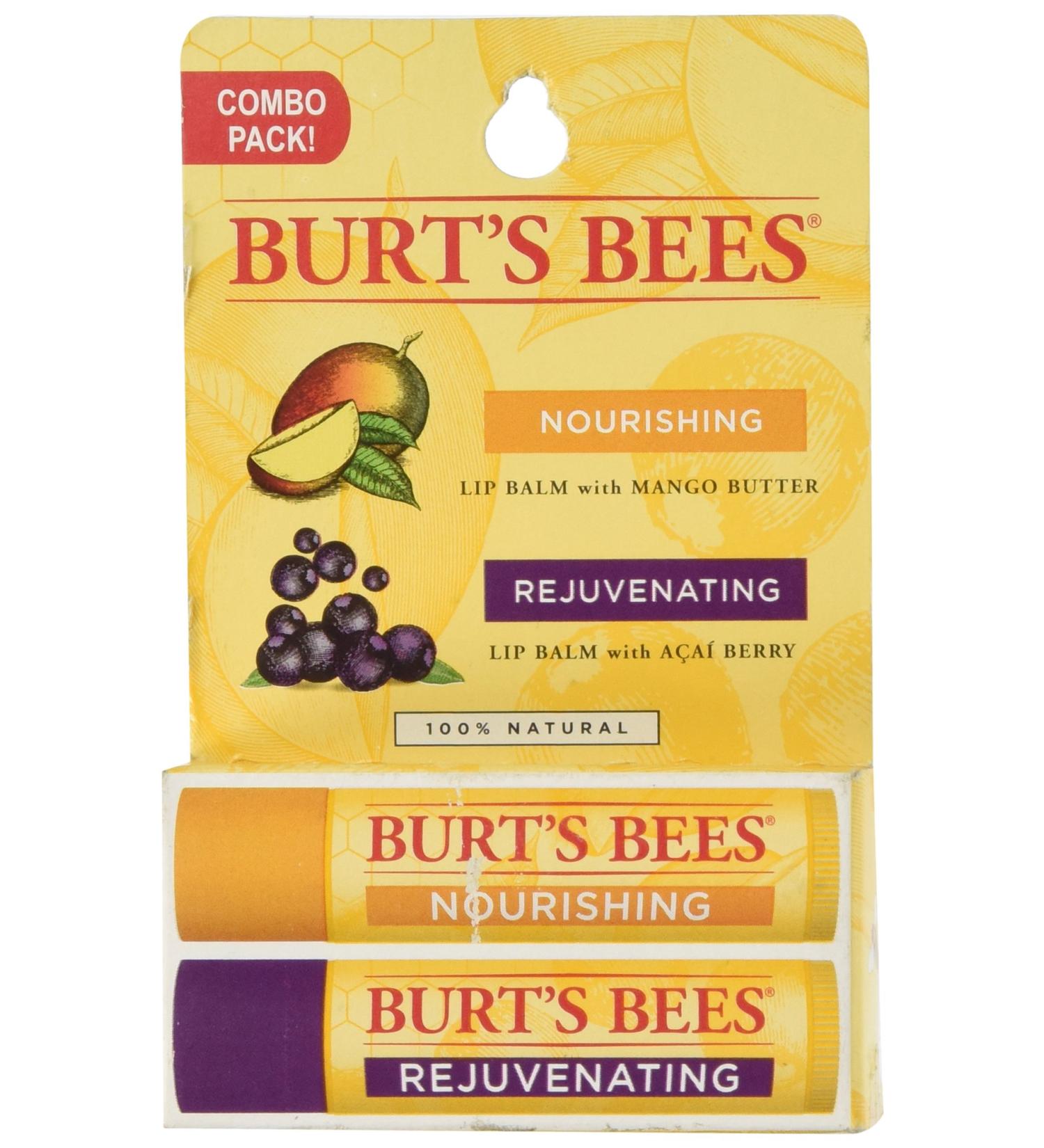 Burt's Bees Lip Balm Twin Pack Mango Butter Acai Berry - 0.3 oz