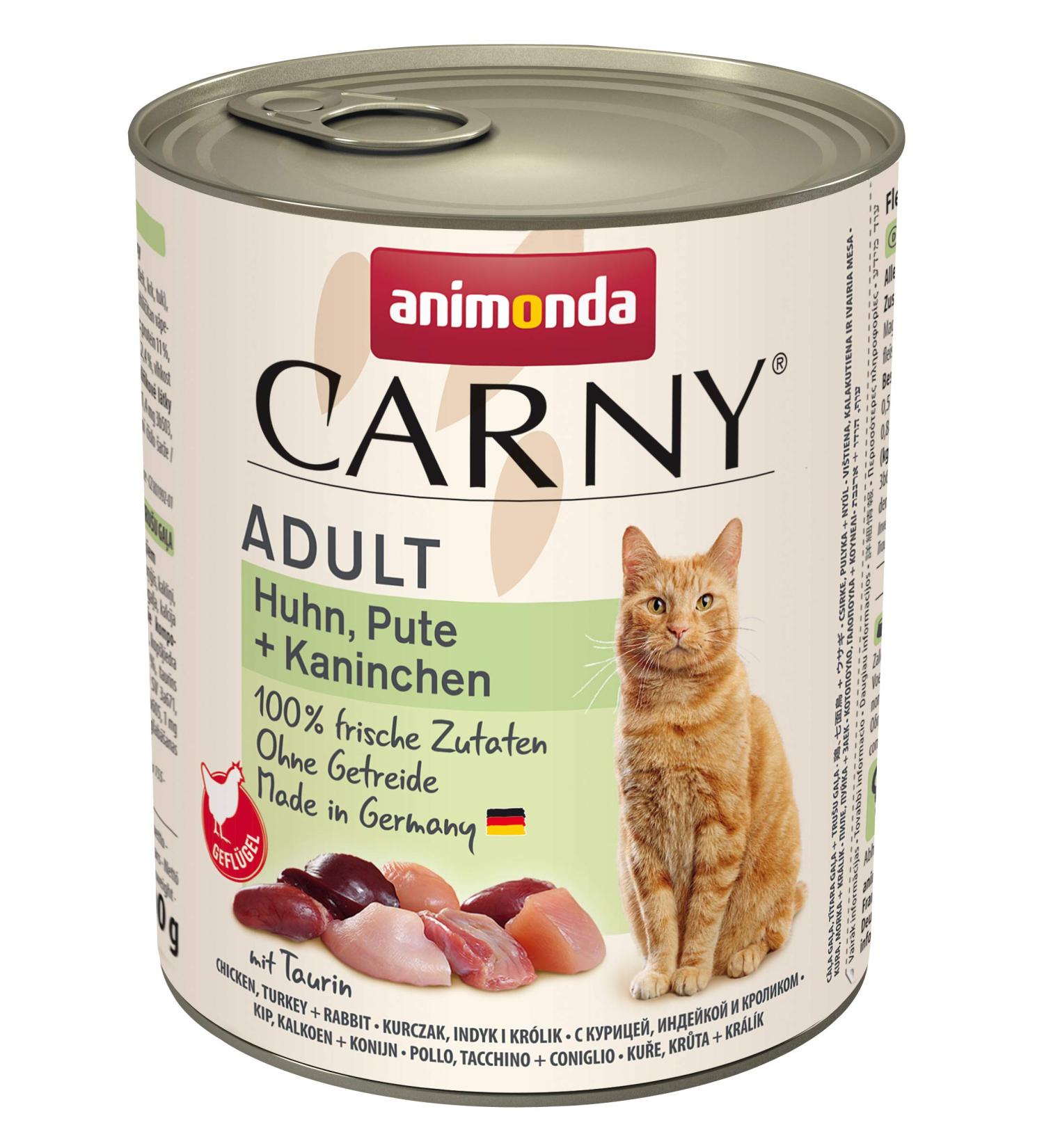 Animonda carny adult cat food wet food for adult cats chicken turkey + rabbits 6 x 800 g chicken turkey + rabbits 1 piece (6 Pack)