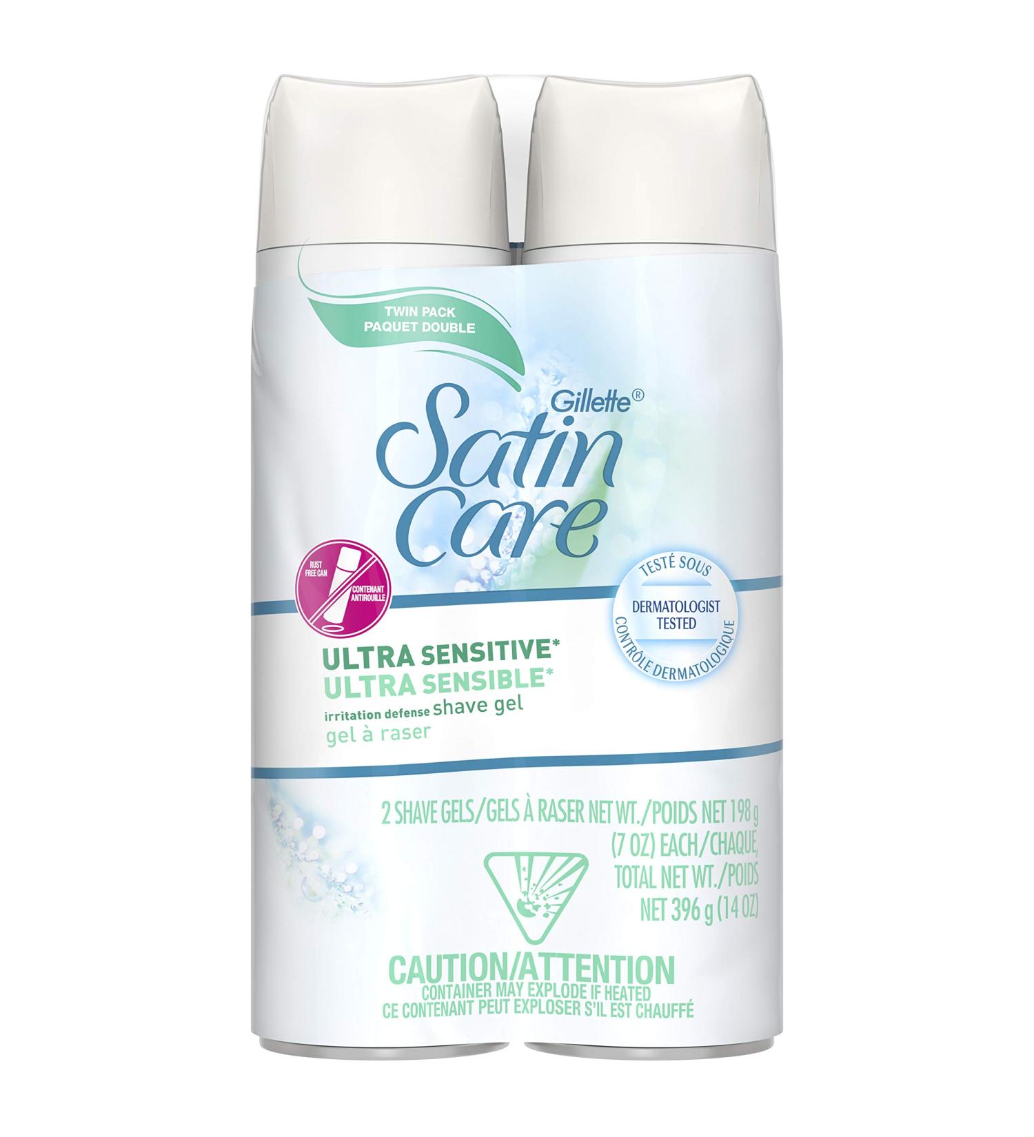 Gillette Satin Care Ultra Sensitive Shave Gel for Women Pack of 2 - 7oz Each, Fragrance-Free - Buy Online on GoSupps.com
