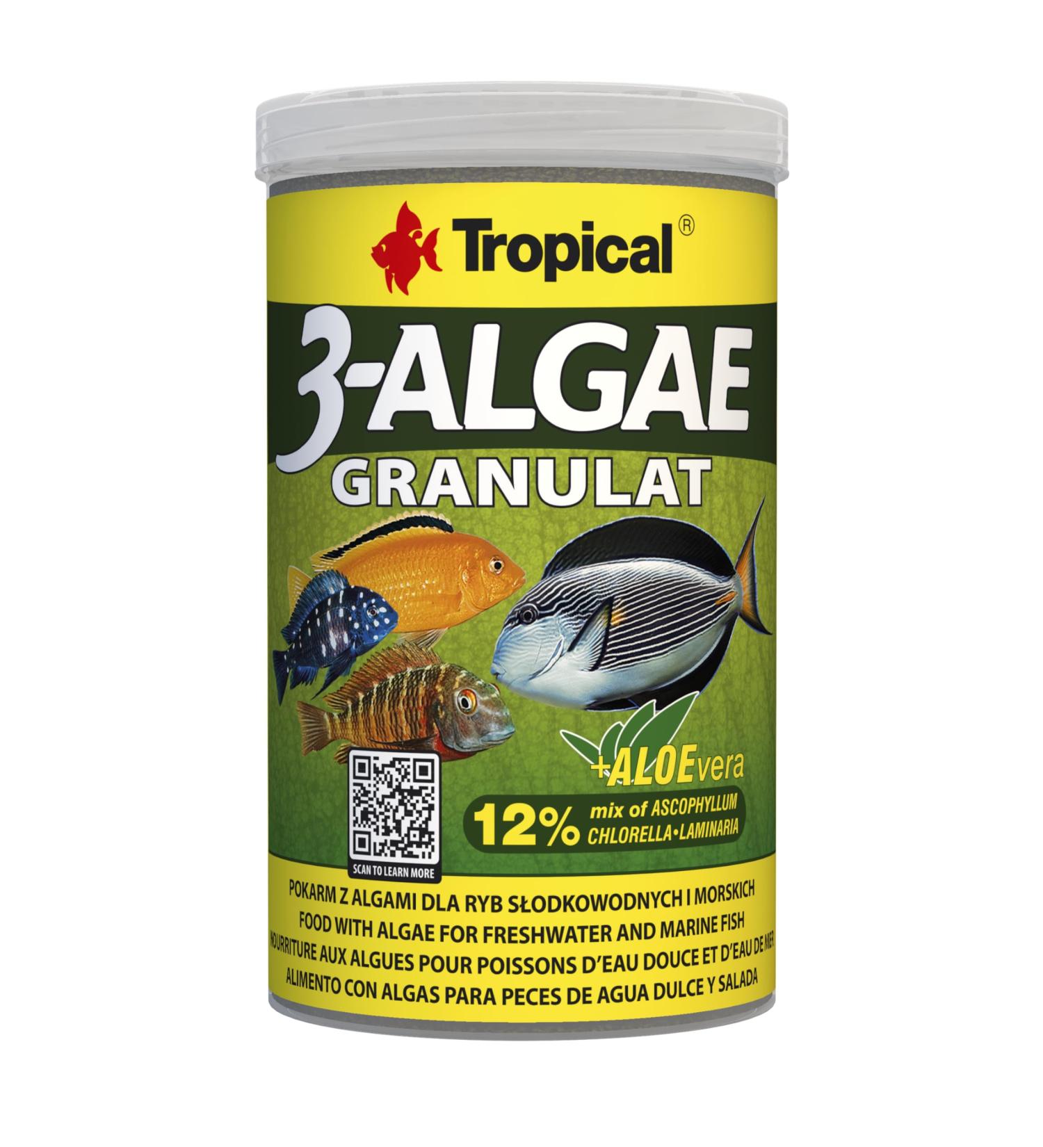 3-Algae GRANULAT 1000ml / 440g - Algae food for freshwater and saltwater fish - Buy Online on GoSupps.com