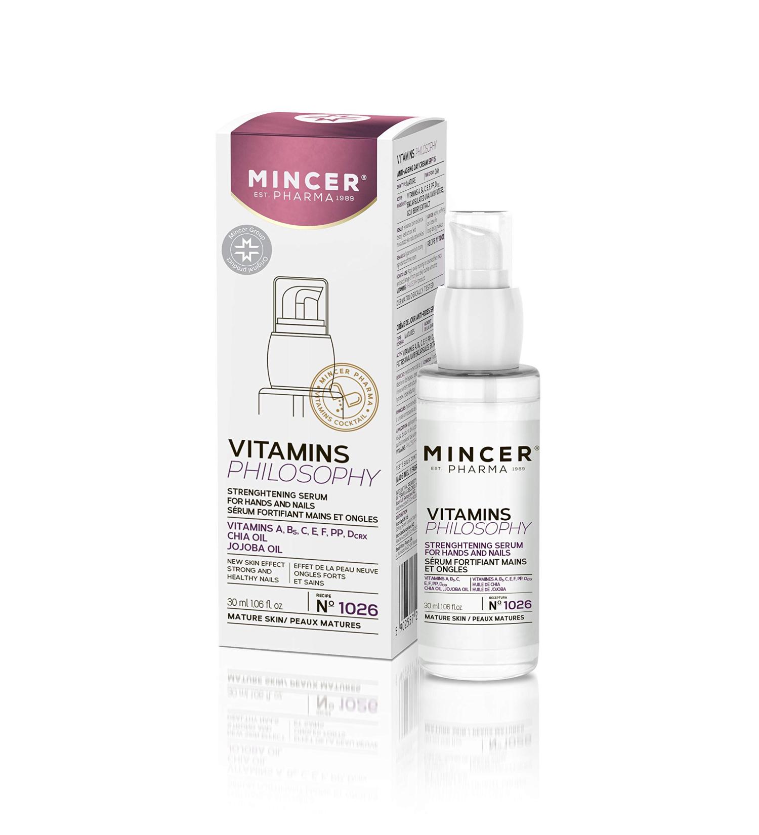 Mincer Pharma Hand & Nail Serum for Mature Skin - Strengthening Formula with Chia Oil & Vitamins A B C D E F PP Jojoba Oil - 30ml - Buy Online on GoSupps.com