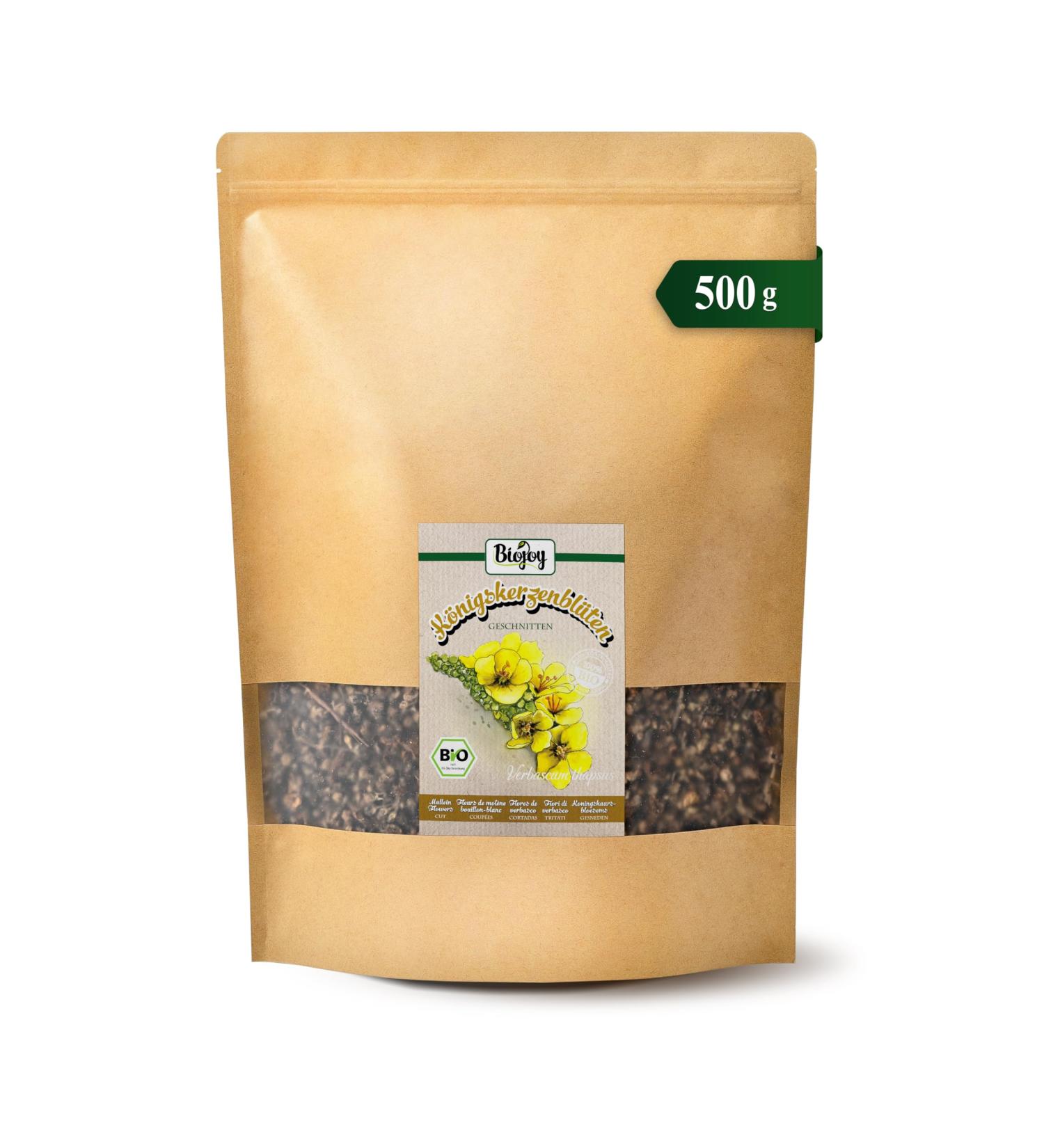 Biojoy BIO mullein blossoms dried and cut 500 g for making tea Verbascum tapsus 500 gr - Buy Online on GoSupps.com