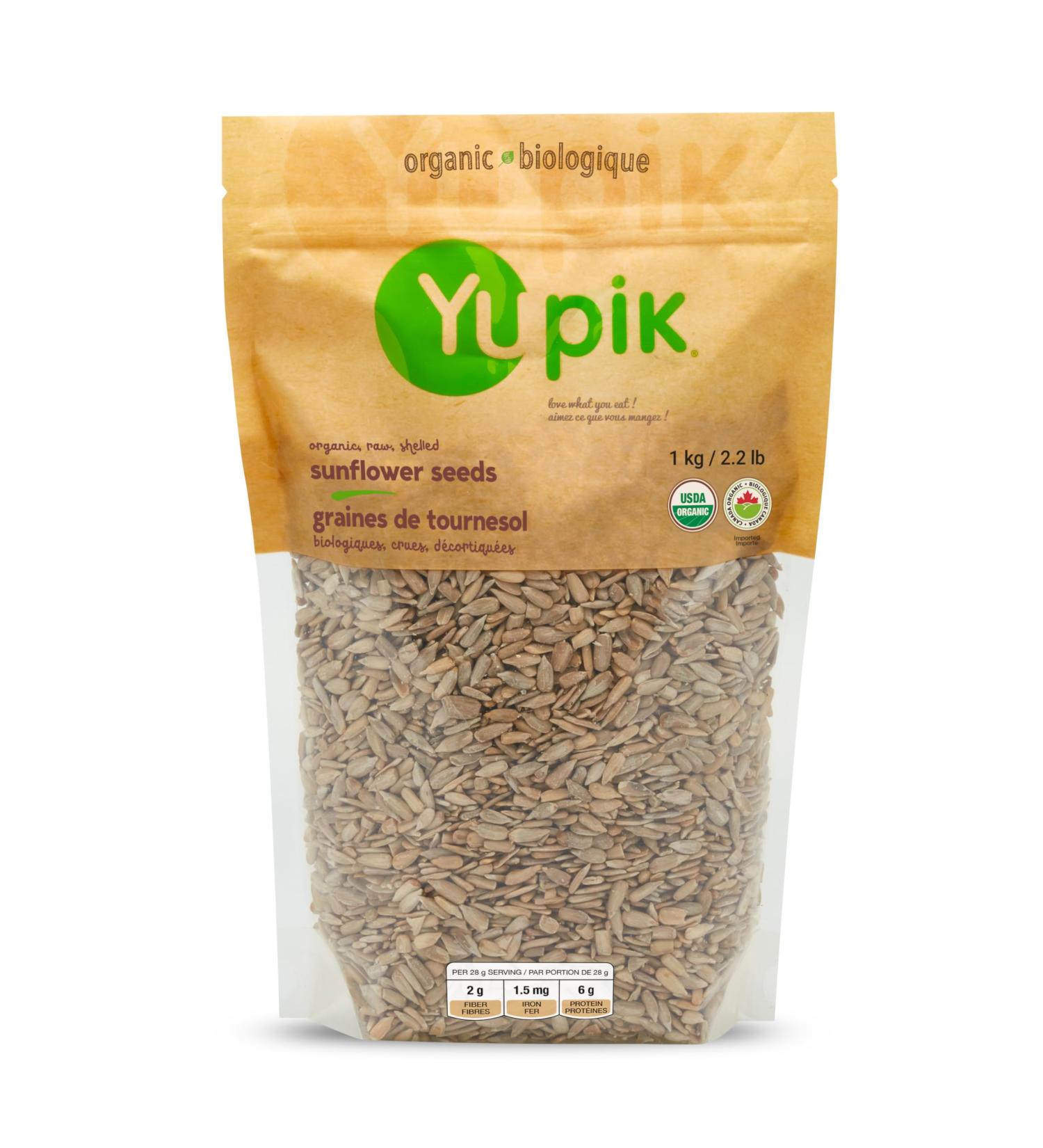 Yupik Organic Sunflower Seeds No Shell 1 kg 6 Count Non-GMO Vegan Gluten-Free Kosher Raw Seeds Salt-Free Oil-Free Source of Fiber & Iron Healthy Snack Ideal for Baking & Topping - Buy Online on GoSupps.com