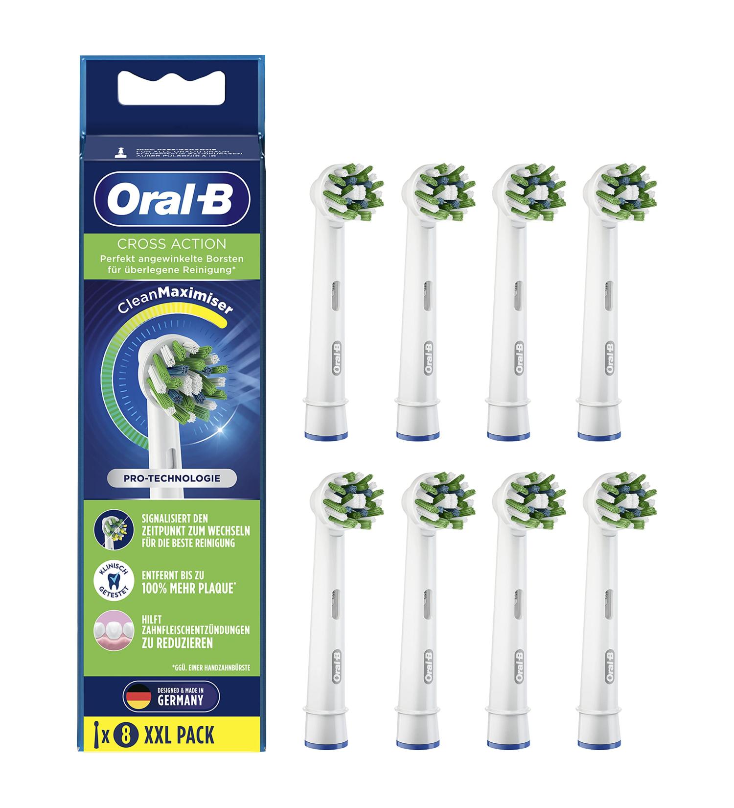 Oral-B CrossAction Brush Heads - 8 Pack Holistic Oral Care with Cleanmaximiser Bristles Compatible with Oral-B Electric Toothbrushes - Buy Online on GoSupps.com
