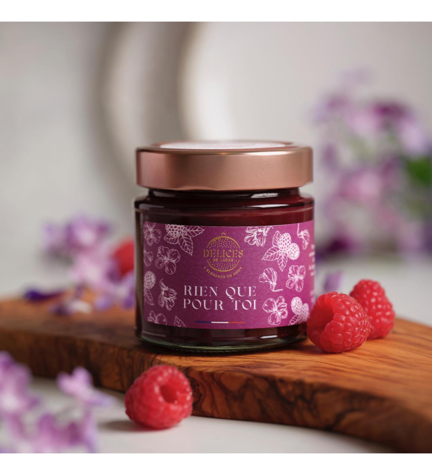 O D lices de Lucas Lucas' Delights "Just for You" Raspberry & Violet Jam 60% Fruit Handcrafted and Made in France 230g Glass Jar French Gastronomy - Buy Online on GoSupps.com