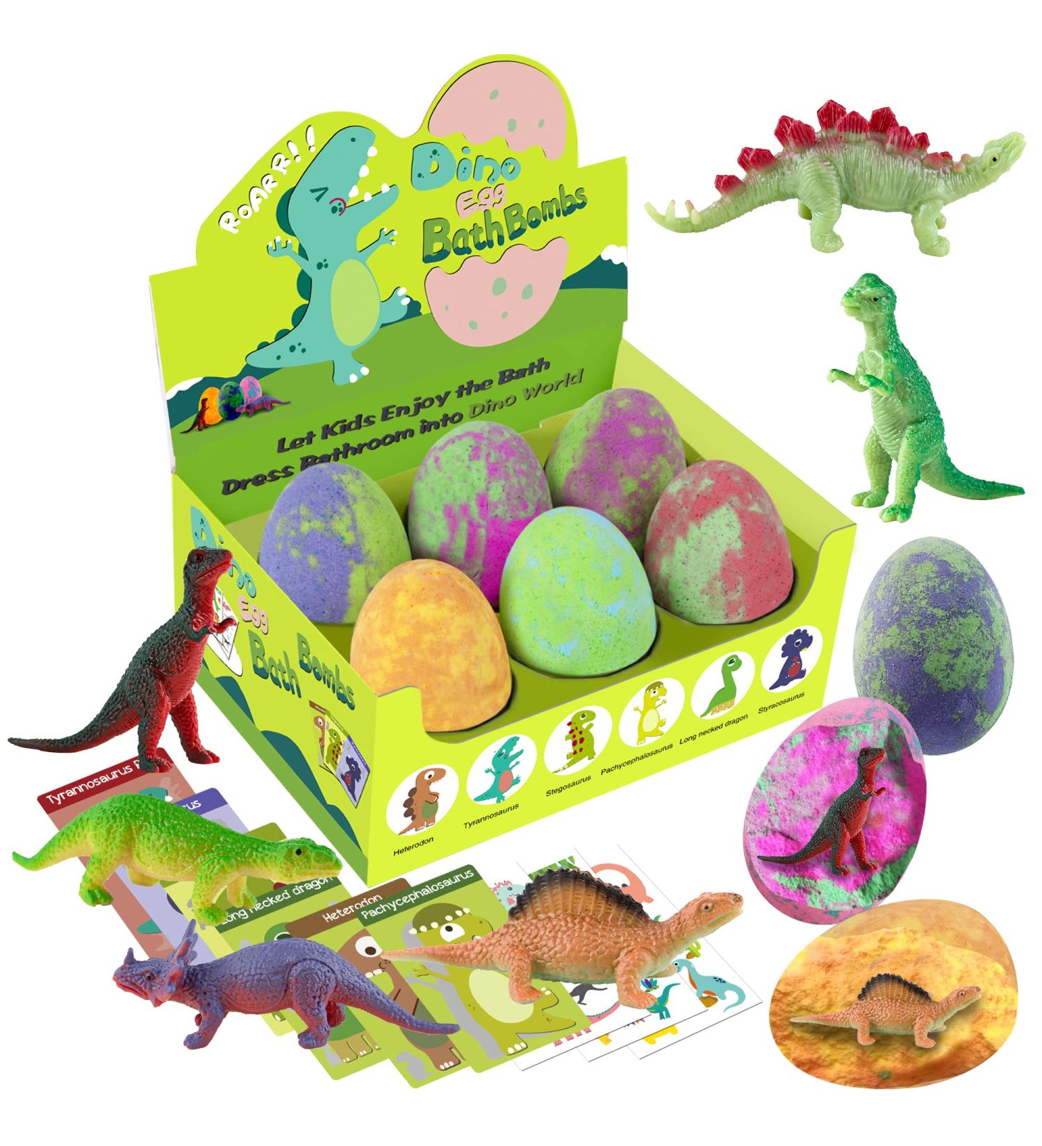 XXL Dinosaur Toys Bath Bomb Gift for Kids - Gentle & Safe Spa Fizz Balls Kit with Surprise Toys Inside - Perfect Birthday or Easter Gift - Buy Online on GoSupps.com