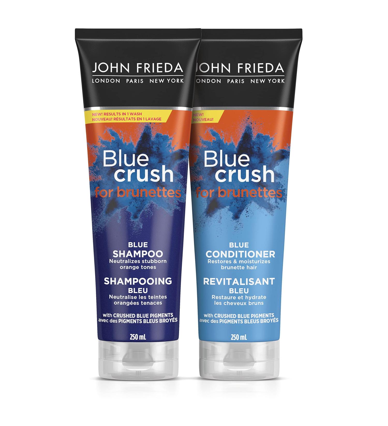 John Frieda Blue Crush for brunettes Blue Shampoo & Conditioner Set for Brassy Hair |Phthalate Free Ammonia Free (Pack of 2) - Buy Online on GoSupps.com
