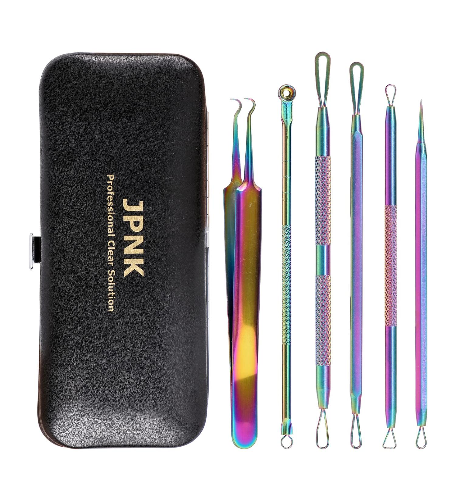 JPNK Blackhead Remover Tool Kit - 6PCS Comedone Extractor for Acne Removal in Leather Bag - Buy Online on GoSupps.com