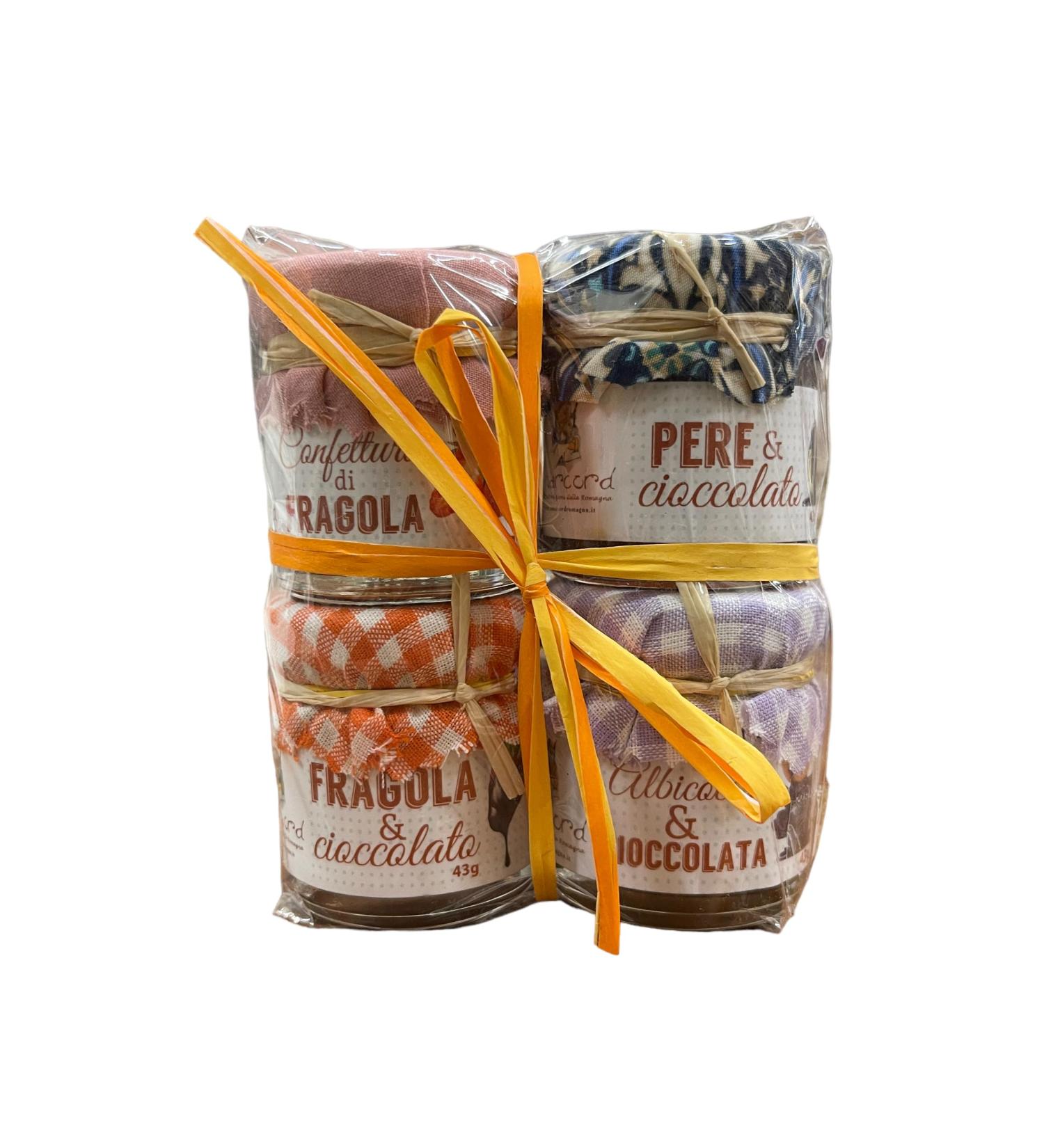 Amarcord La Romagna Strawberry Strawberry and Chocolate Jam Set Pears and Chocolate Apricot and Chocolate 43 g x 4