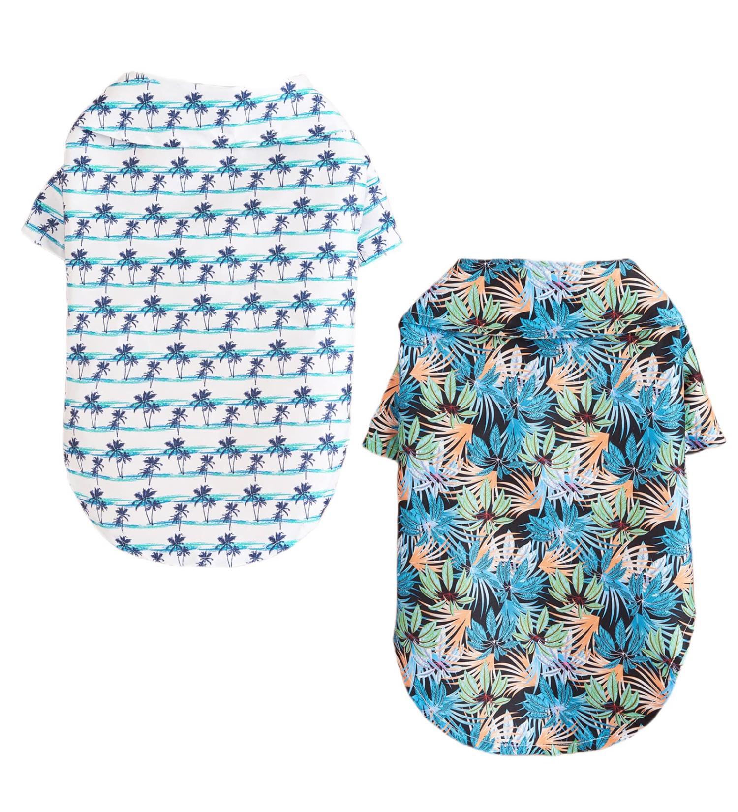 Yanmucy Hawaiian Shirt for Small Dogs - 2-Piece Cool & Breathable Summer Pet Apparel with Coconut Tree Pattern - Perfect for Medium Blue Dogs - Buy Online on GoSupps.com