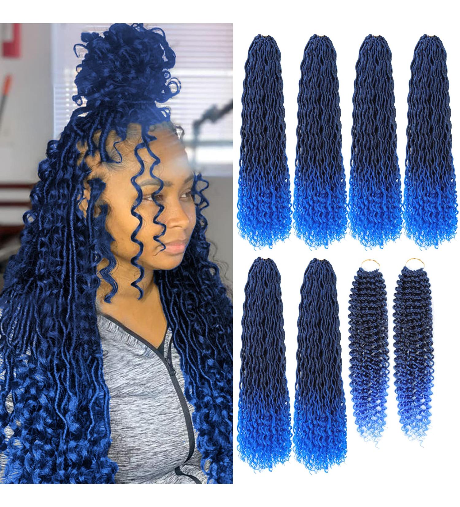 8 Packs New Goddess Locs Crochet Hair 22 inch Blue River Boho Faux Locs - 8 packs/lot (T1B/Blue) - Buy Online on GoSupps.com