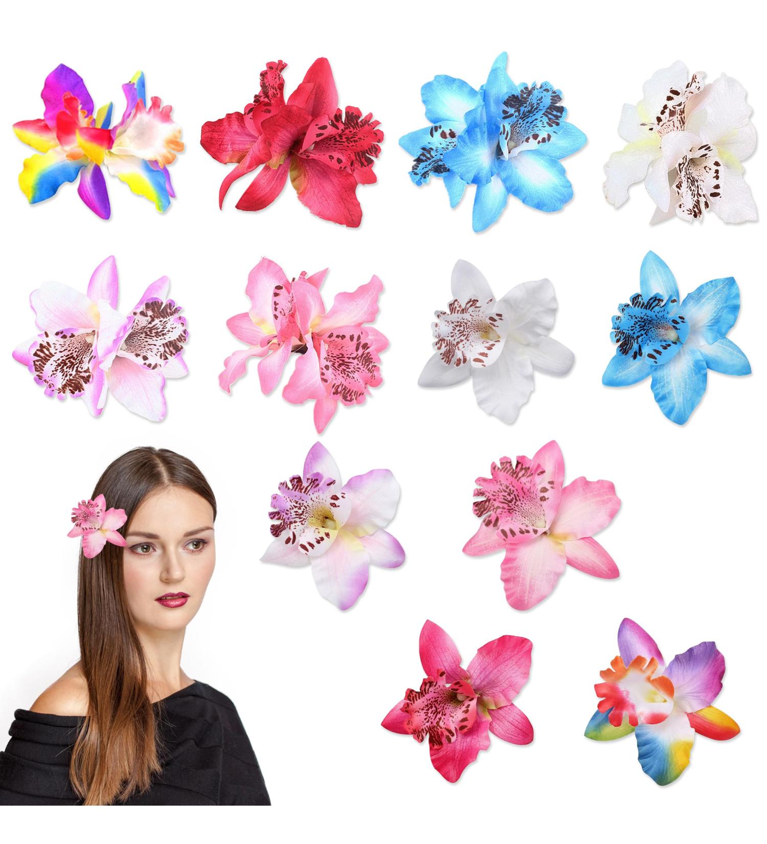 12 Pcs Hawaiian Flowers Hair Clip Colourful Bohemian Flower Hairpin Chiffon Orchid Flower Hairpin Bobby Pins Headwear Artificial Tropical Flower Hair Clip for Women Beach Wedding Party Accessories - Buy Online on GoSupps.com