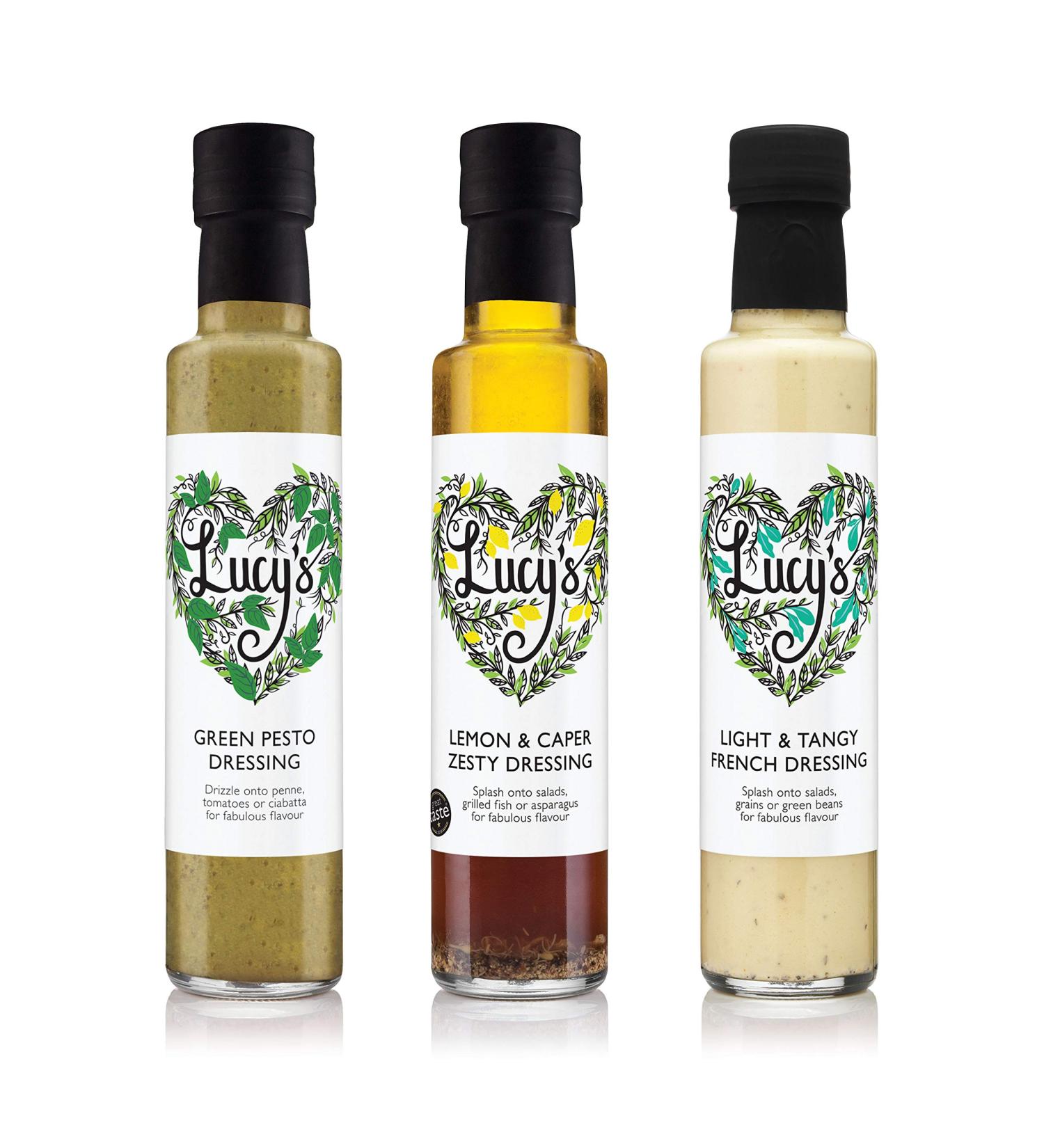  Lucy's Lucy's Favourites 3-Pack Dressings - Green Pesto Lemon Zest & Caper Vinaigrette and Light & Tangy French Vinaigrette - 250ml - Buy Online on GoSupps.com