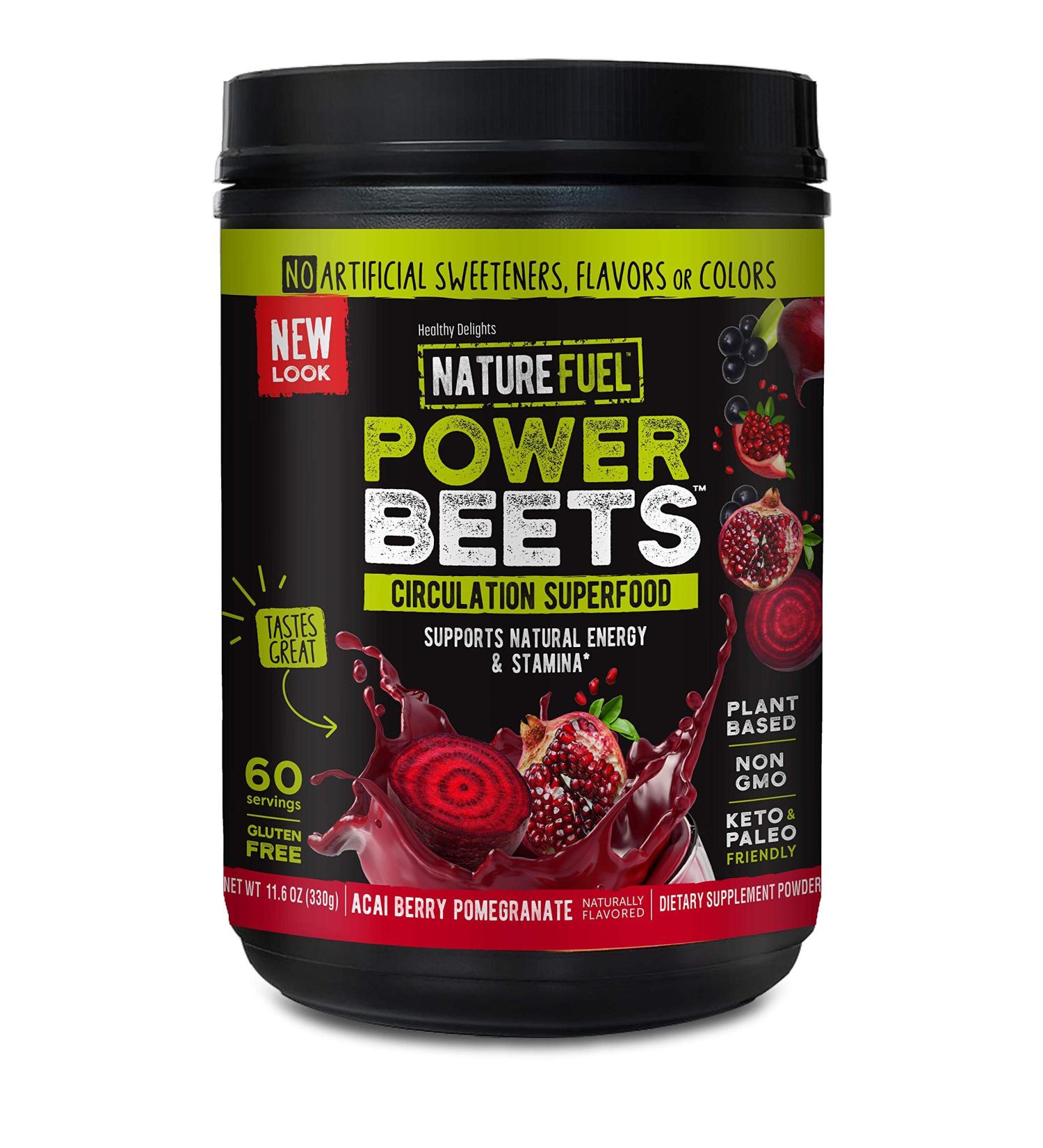Nature Fuel Power Beets Powder with Acai Berry Pomegranate | Superfood Supplement for Circulation & Energy | Non-GMO | 60 Servings | 11.6 oz - Buy Online on GoSupps.com