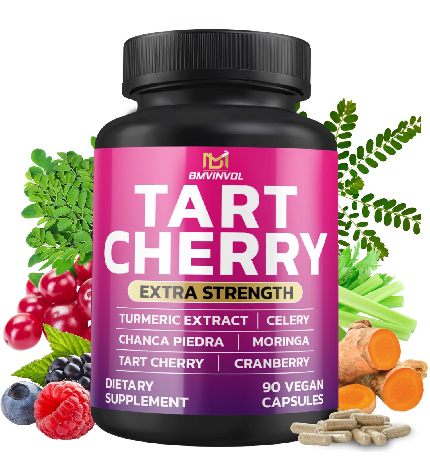 BMVINVOL Tart Cherry 20:1 Extract - Plus Moringa Chanca Piedra Celery Cranberry Extract and More - 90 Capsules - 3 Month Supply - Buy Online on GoSupps.com