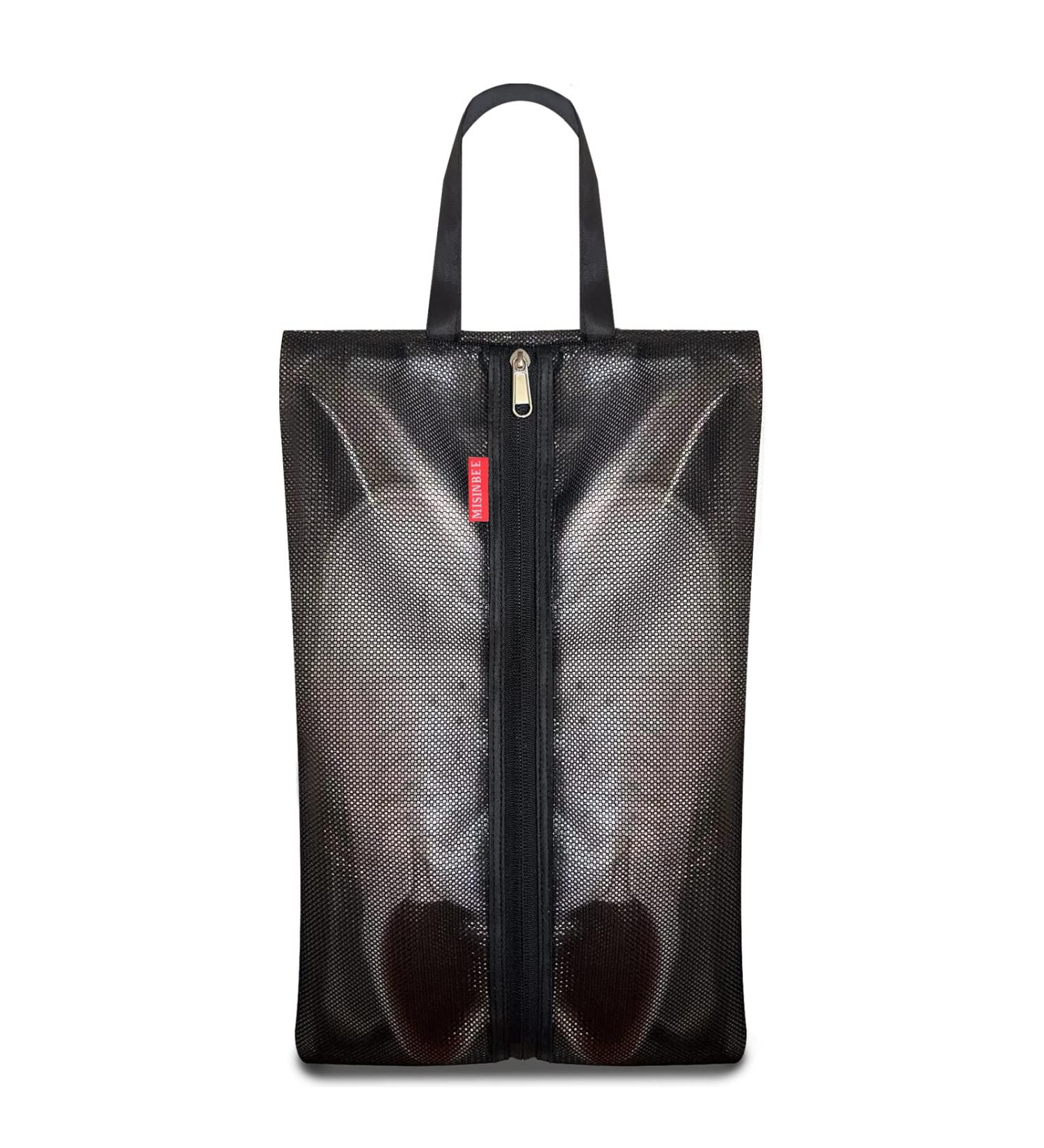 Travel Shoe Bags - Water Resistant Organizer with Handle & Zipper for Golf, Gym - Black (1 Pack) - Buy Online on GoSupps.com