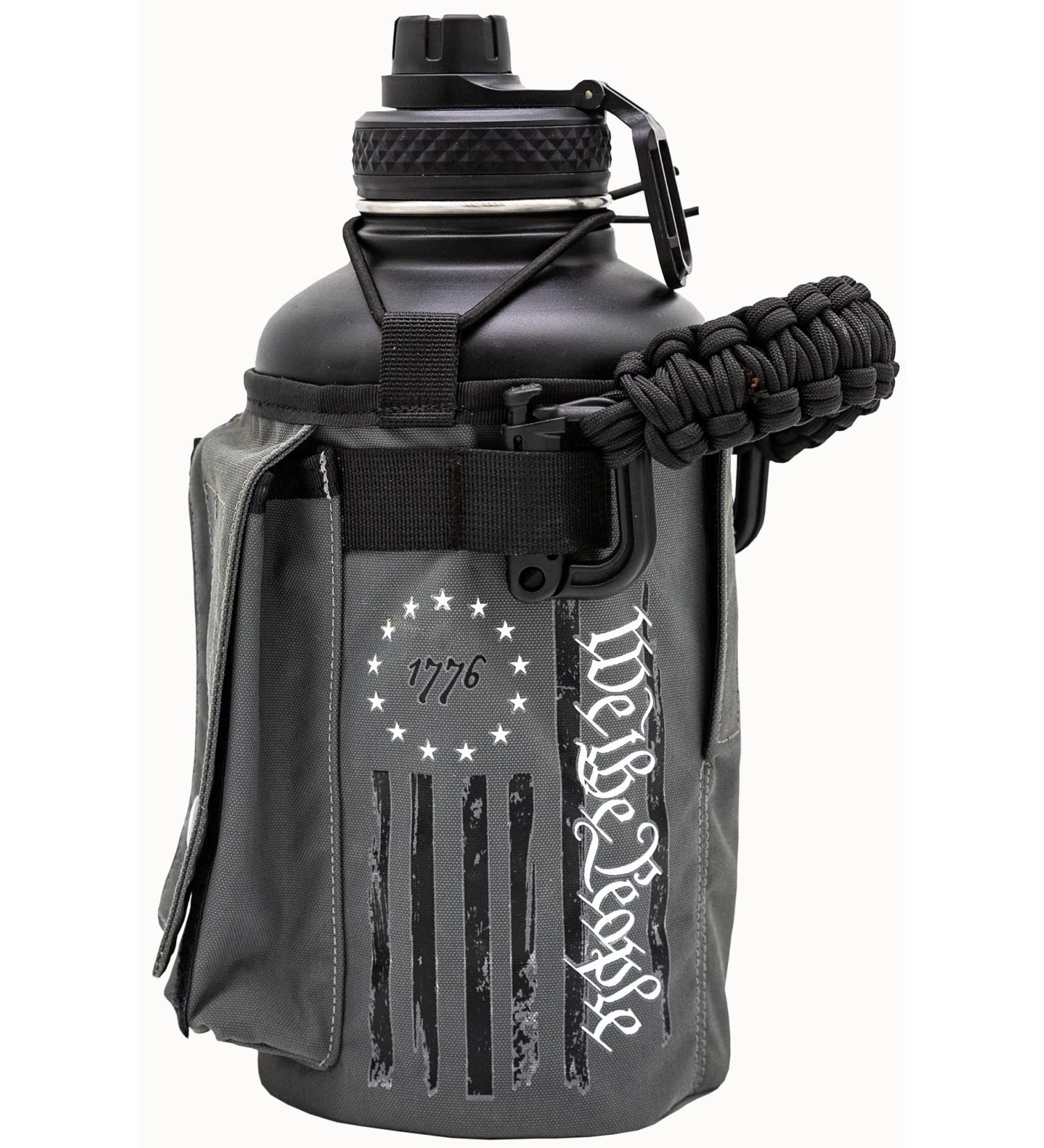 Iron Infidel Battle Bottle - 64 oz Insulated Water Jug with Paracord Handle, Stainless Steel, Betsy Ross Design - Buy Online on GoSupps.com