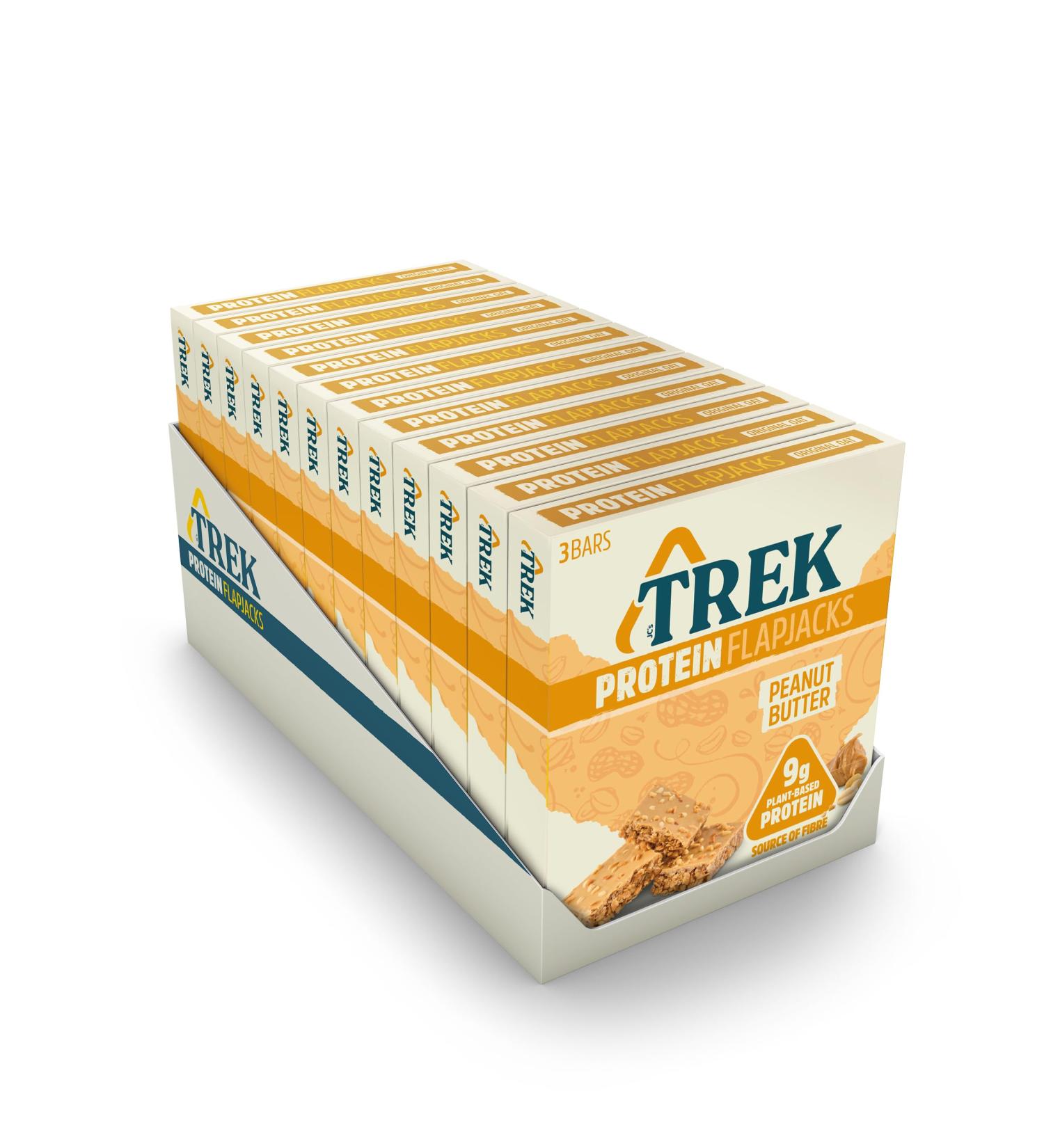 TREK High Protein Flapjack Peanut Butter - Gluten Free - Plant Based - Vegan Snack - 50g x 36 bars - Buy Online on GoSupps.com