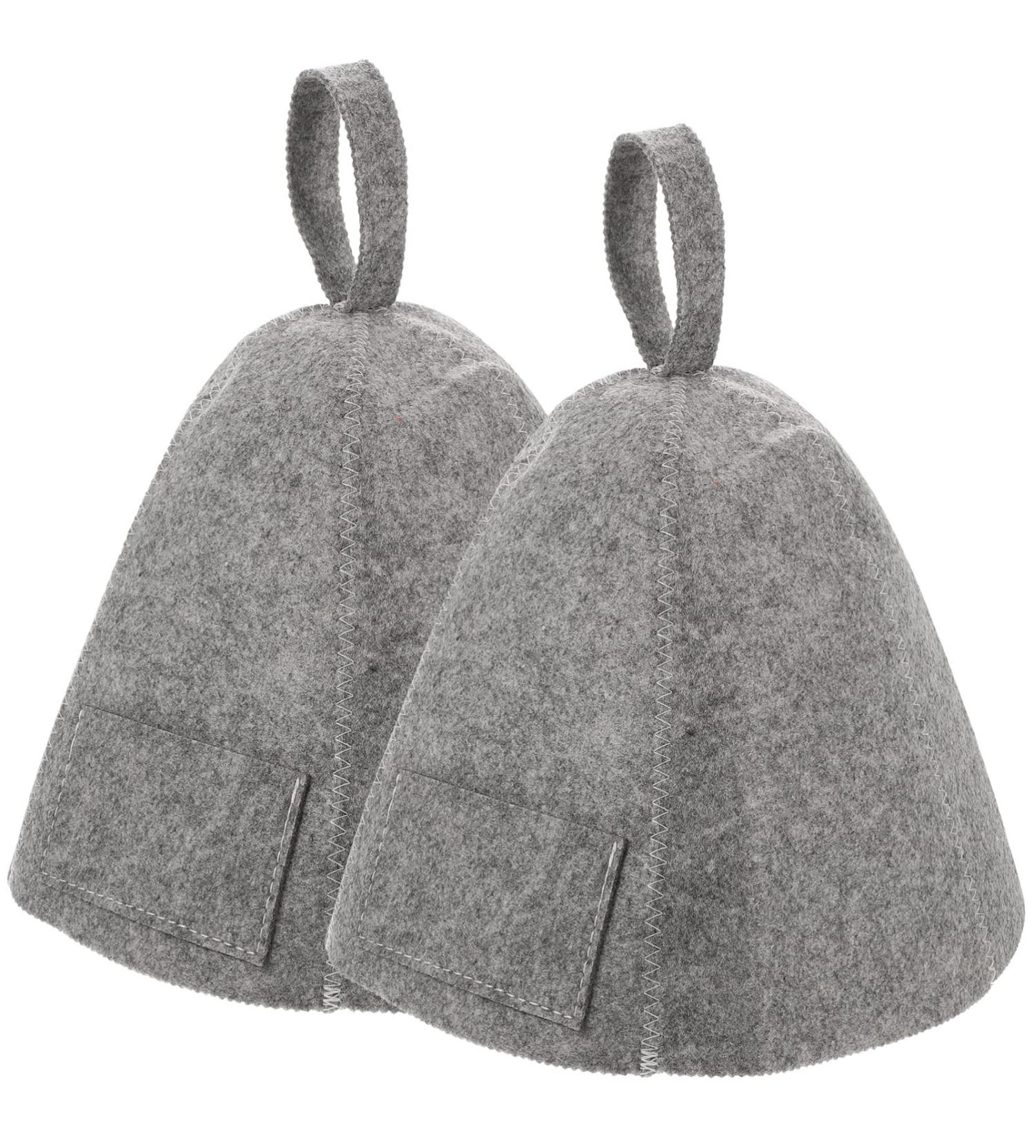 Buy Healvian Russian Sauna Cap - 2 Piece Wool Felt Hats for Men & Women | Gray Shower & Bathhouse Head Protection - Buy Online on GoSupps.com