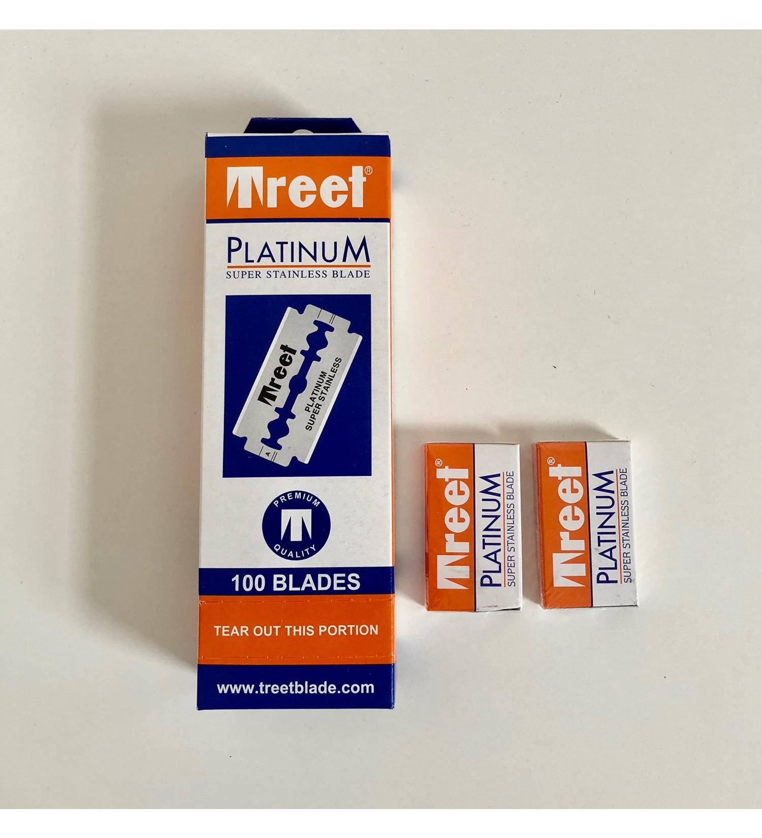 Treet Platinum Super Stainless Double Edge Razor Blades - 100 Count Pack - Buy Online on GoSupps.com