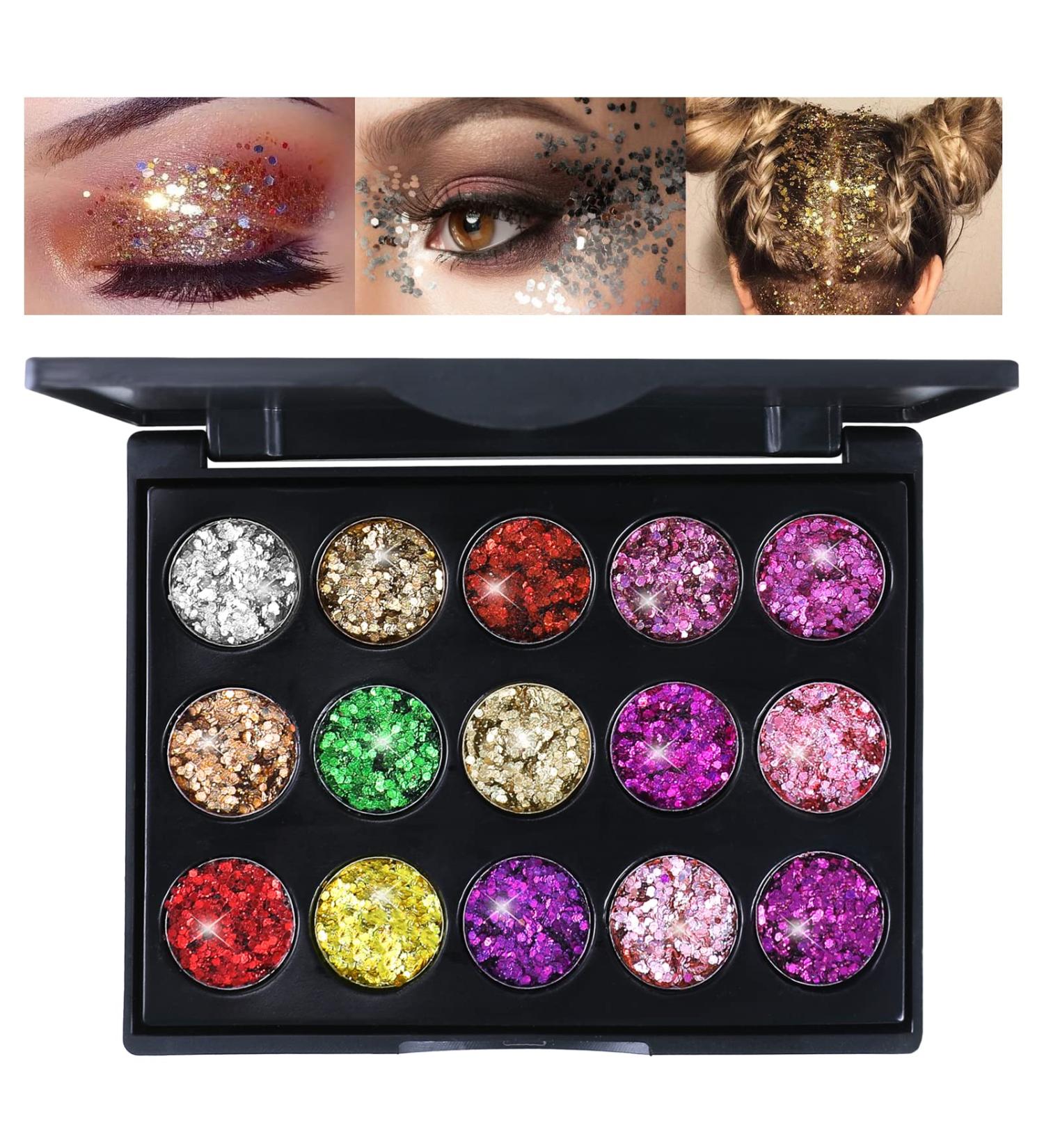 BOOBEE 15 Colors Glitter Eyeshadow Palette - Highly Pigmented Long-Lasting Waterproof Metallic Makeup Set - Buy Online on GoSupps.com