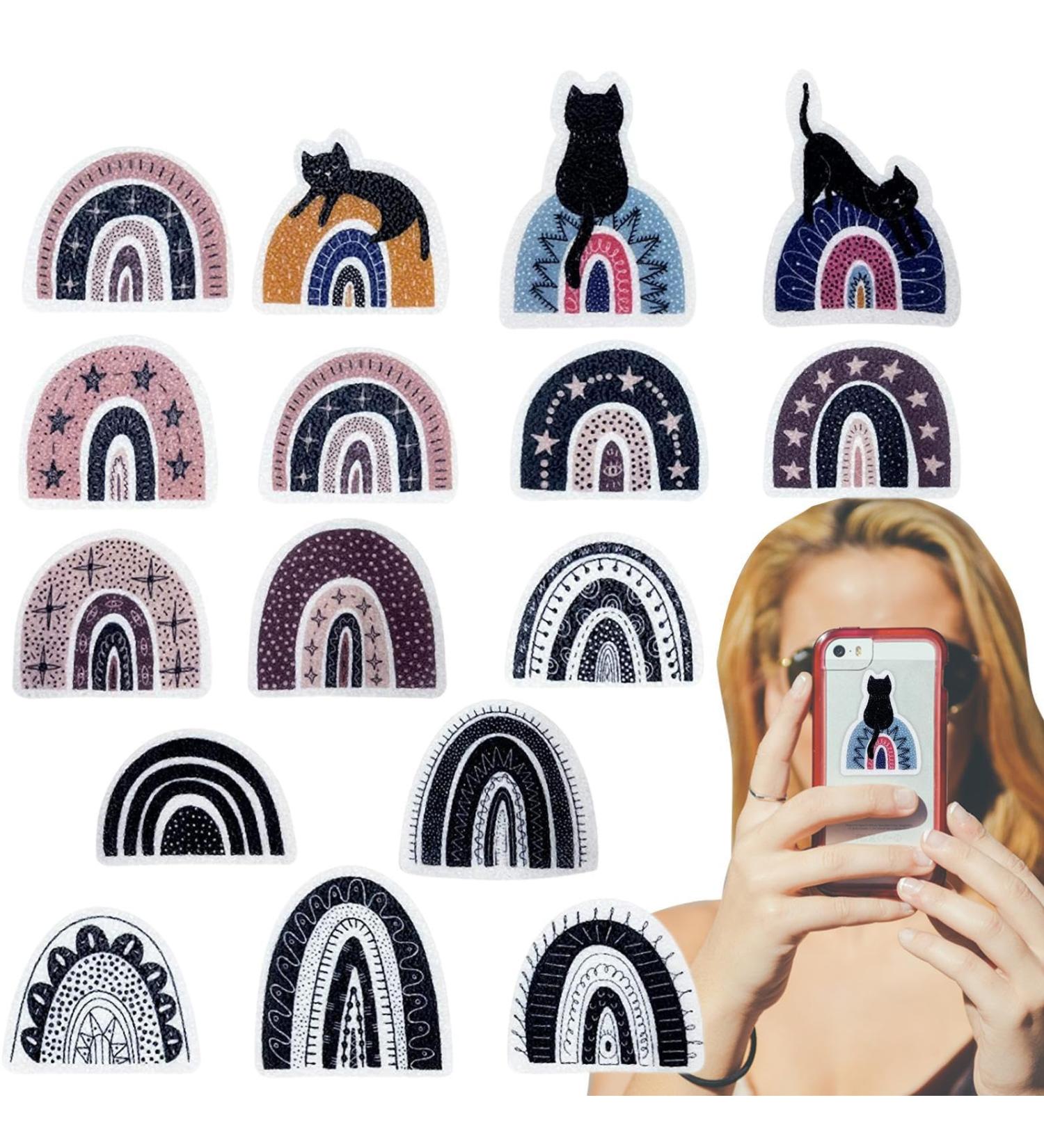 Jingan Calming Stickers - 16 Reusable Crushed Stone Desk Toys | Rainbow Cat Pattern for Adults - Buy Online on GoSupps.com