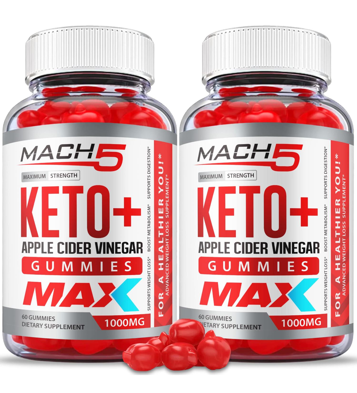 (2 Pack) Mach5 ACV Keto Gummies - Max Strength | Apple Cider Vinegar & Beetroot Juice | Vitamin B12 | 120 Gummies - Buy Online on GoSupps.com