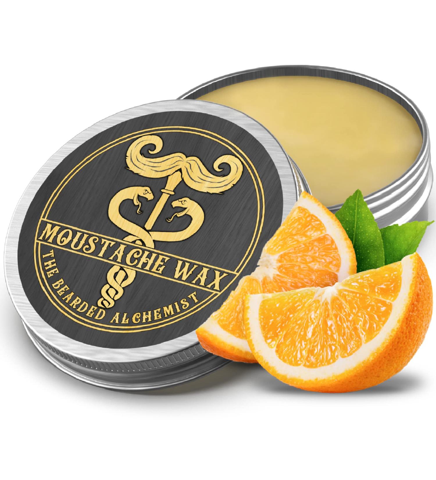 Orange 15ml Moustache Wax | Strong Hold & Nourishing Vitamin E | All Natural Ingredients | Made in the UK by The Bearded Alchemist - Buy Online on GoSupps.com