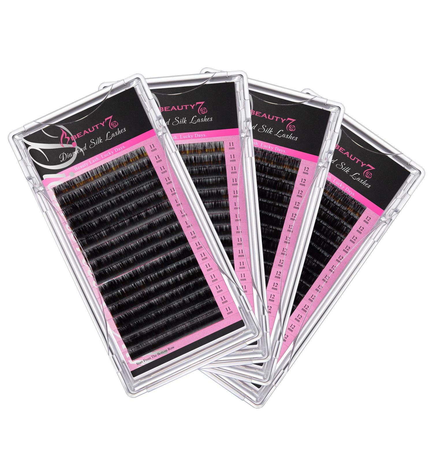 Shop WeiMB Single Eyelashes - 1:1 Glossy Silk Volume Extensions | D-Curl 0.07mm Thickness | 4 PCs (11mm-11mm-12mm-12mm) - International Shipping - Buy Online on GoSupps.com