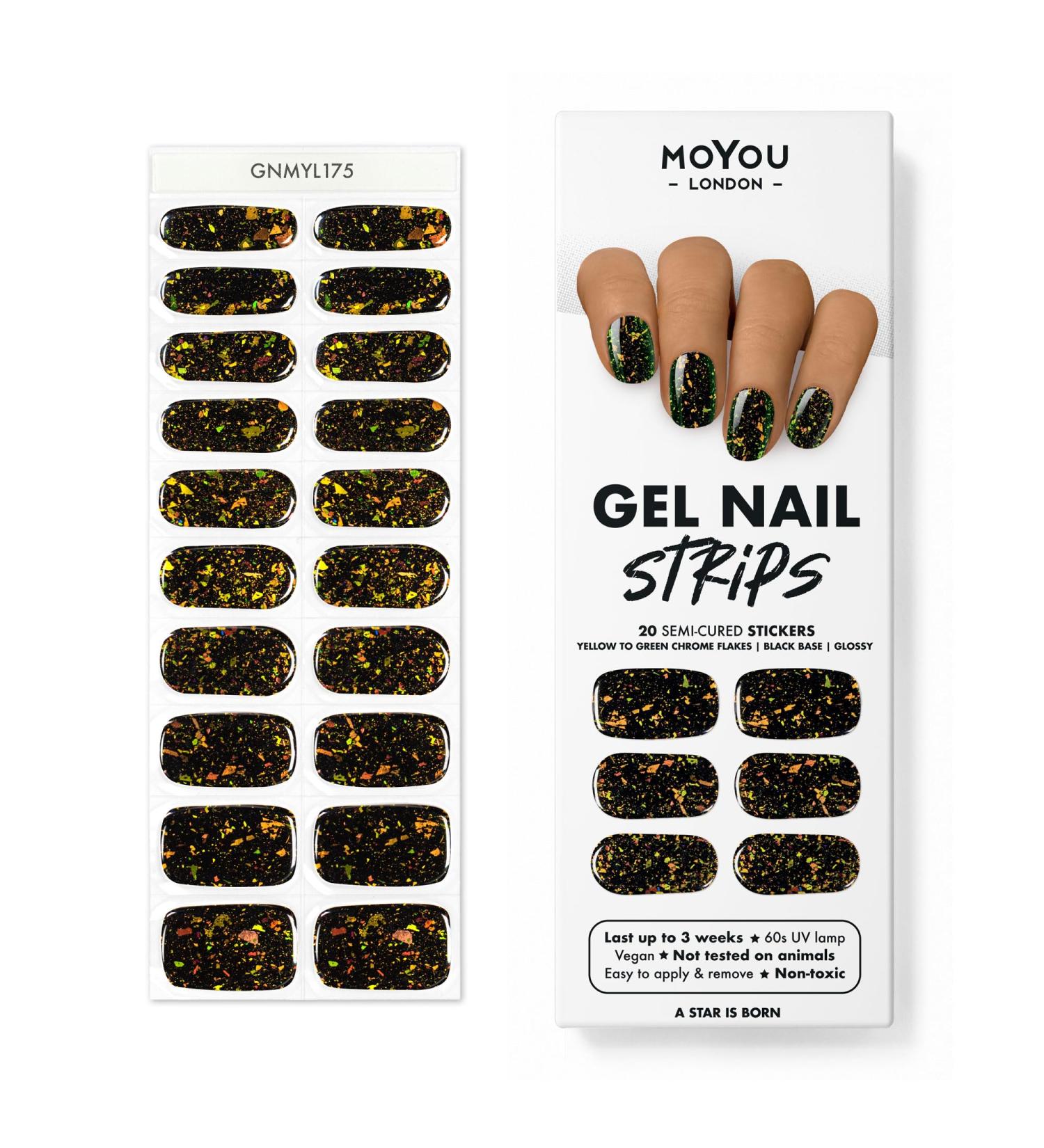 MOYOU LONDON Semi-Cured UV Gel Strips - 20 Pieces | Salon Quality Gel Nail Foils - A Star Is Born - International Shipping Available - Buy Online on GoSupps.com