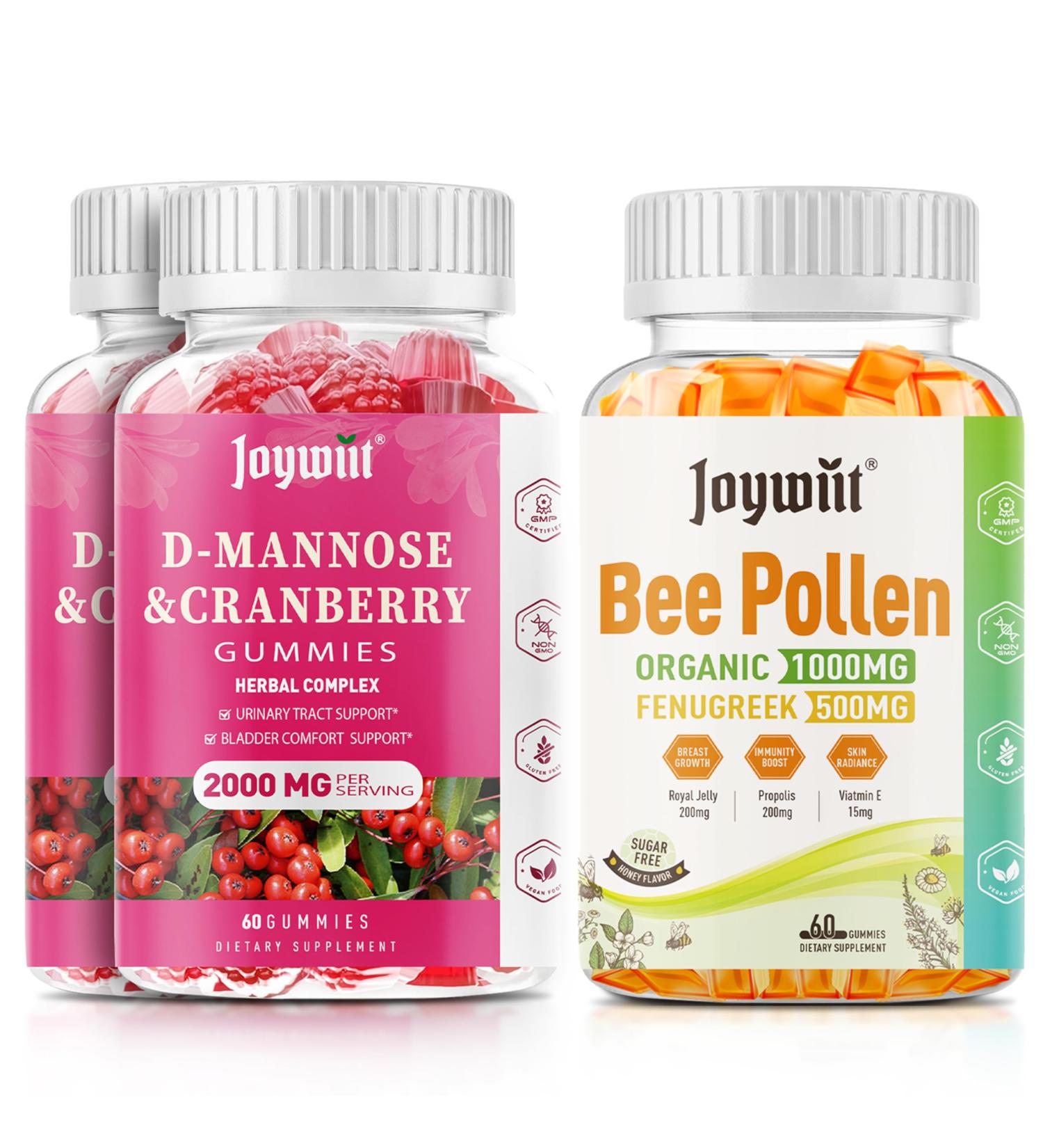 Joywiit D-Mannose Gummies 2000mg & Bee Pollen 1000mg Gummies - Buy Online on GoSupps.com