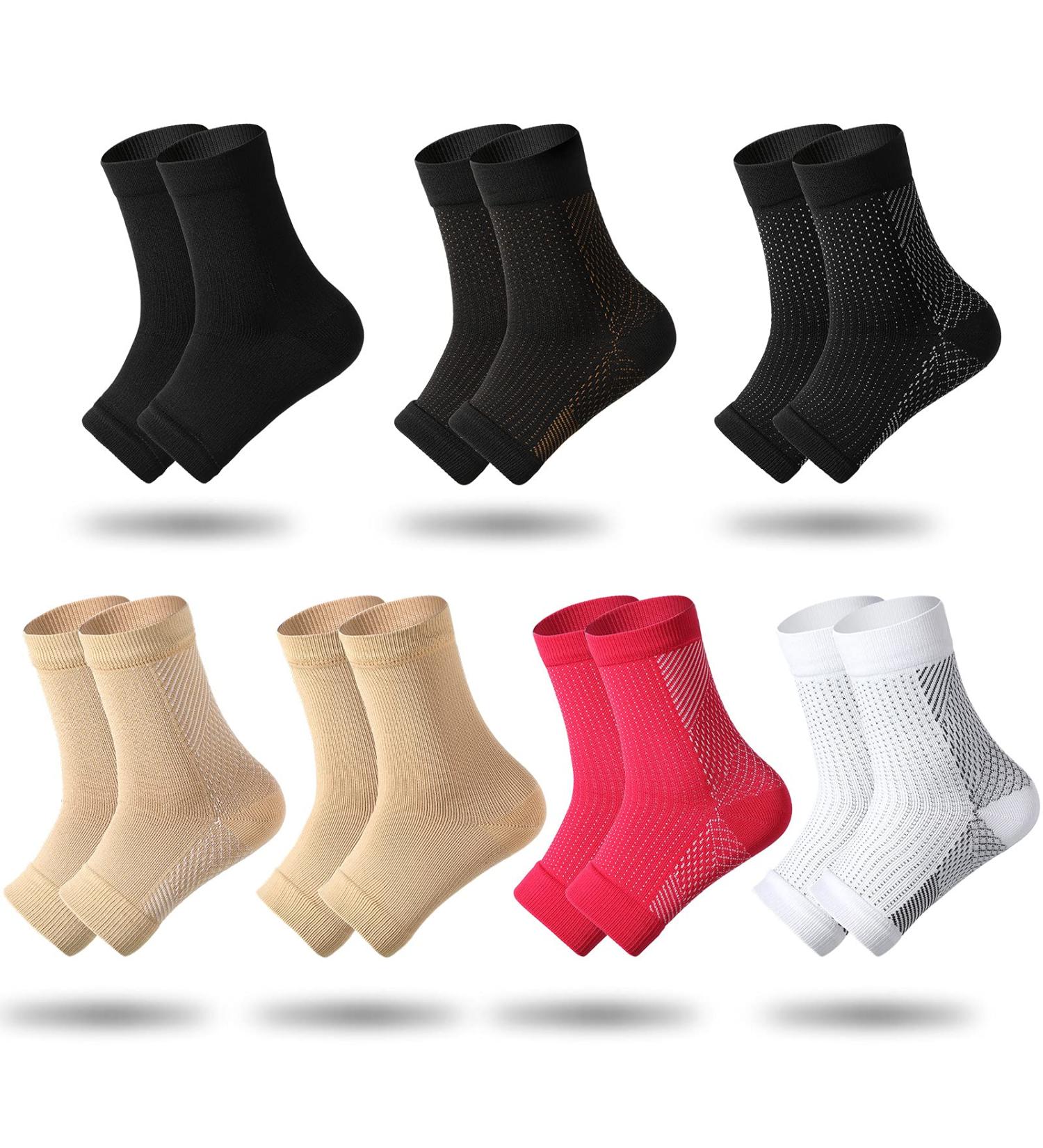 Geyoga Compression Foot Sleeves for Foot and Heel Pain Relief - 7 Pairs, Arch Support, Men & Women (Size L & XL) - Buy Online on GoSupps.com