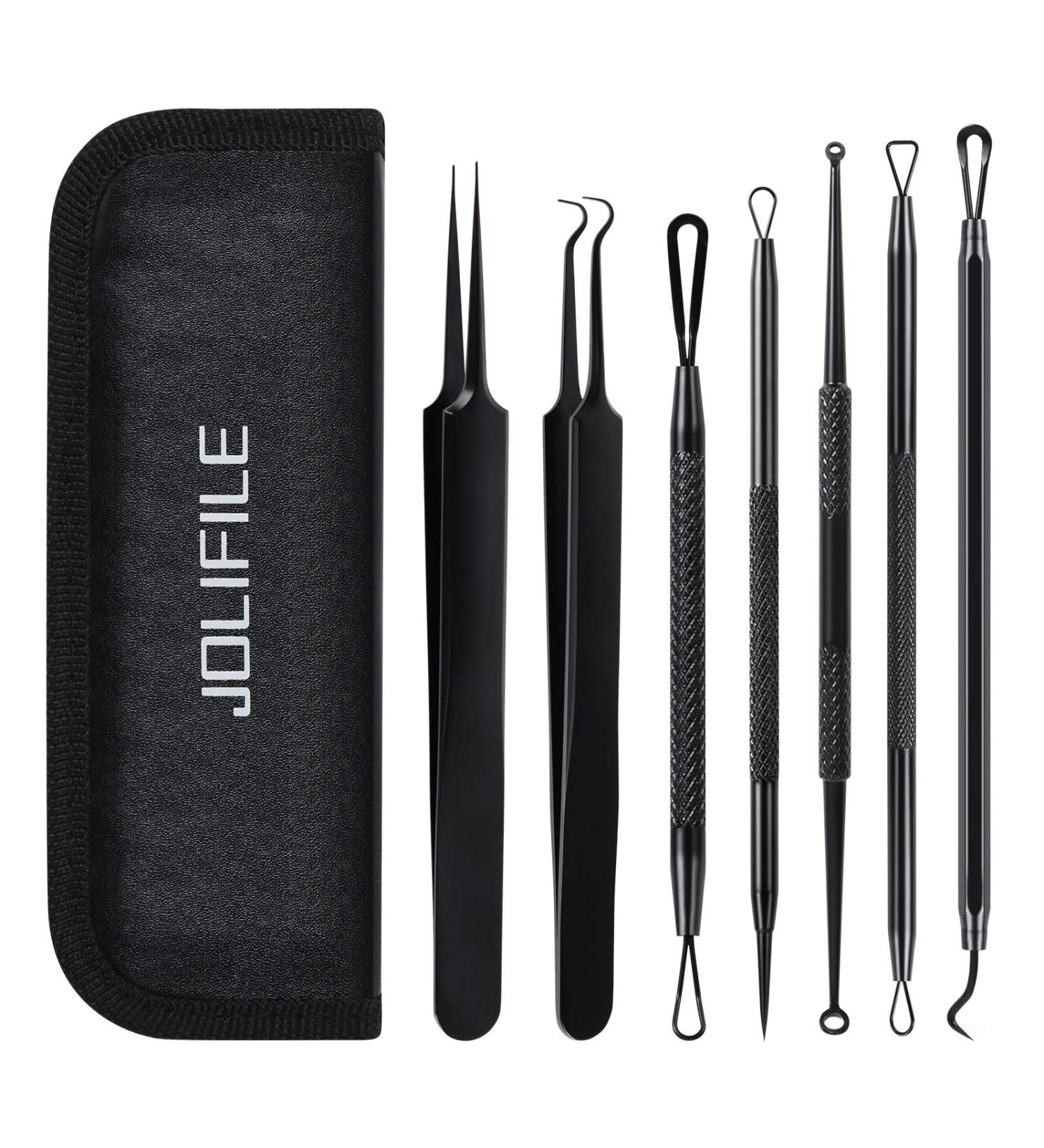 JOLIFILE 7Pcs Blackhead Remover Tool Kit with Tweezers - Acne Extractor and Whitehead Comedone Tool Set for Facial Care - Buy Online on GoSupps.com