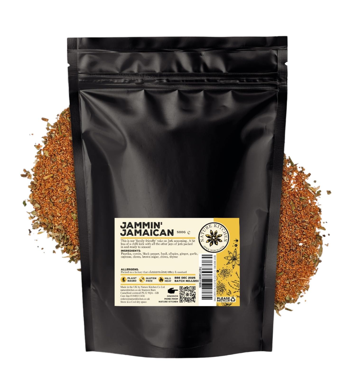 Nature Kitchen Jamin Jamaican Seasoning (Mild) 500G - Gluten-Free Vegan Cooking Blend for Marinades, Sauces, Frying, Baking & Grilling - Buy Online on GoSupps.com