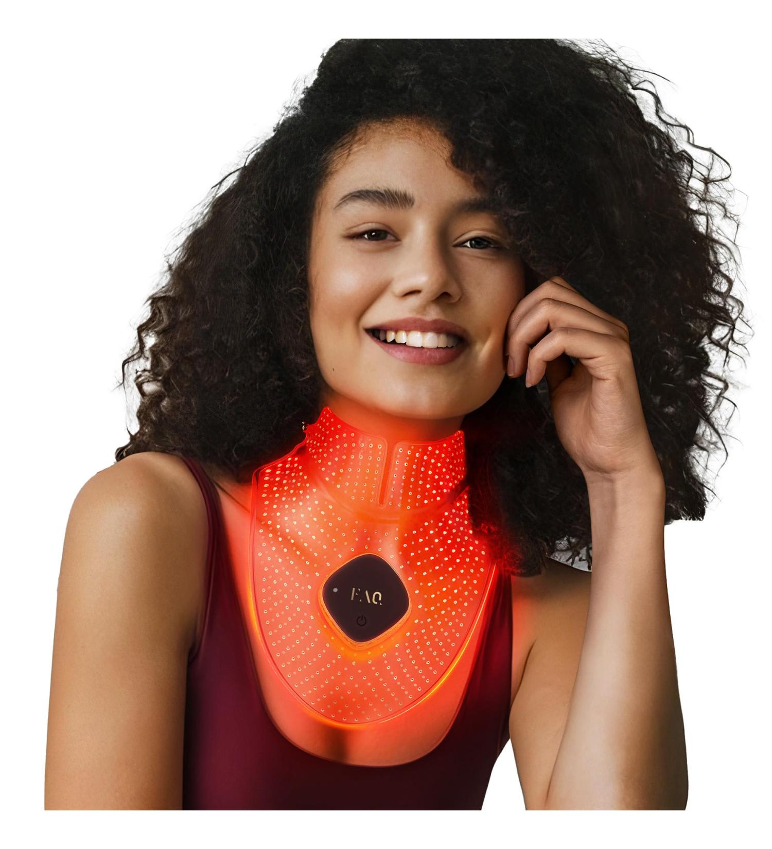 FAQ 211 Wearable Silicone Anti-aging NIR + 7 LED Light Therapy Neck & D collet Mask - Luxury Skincare for Lines & Wrinkles - Wireless & Lightweight - Flexible-Fit & Full Coverage - Beauty Skin Care - Buy Online on GoSupps.com