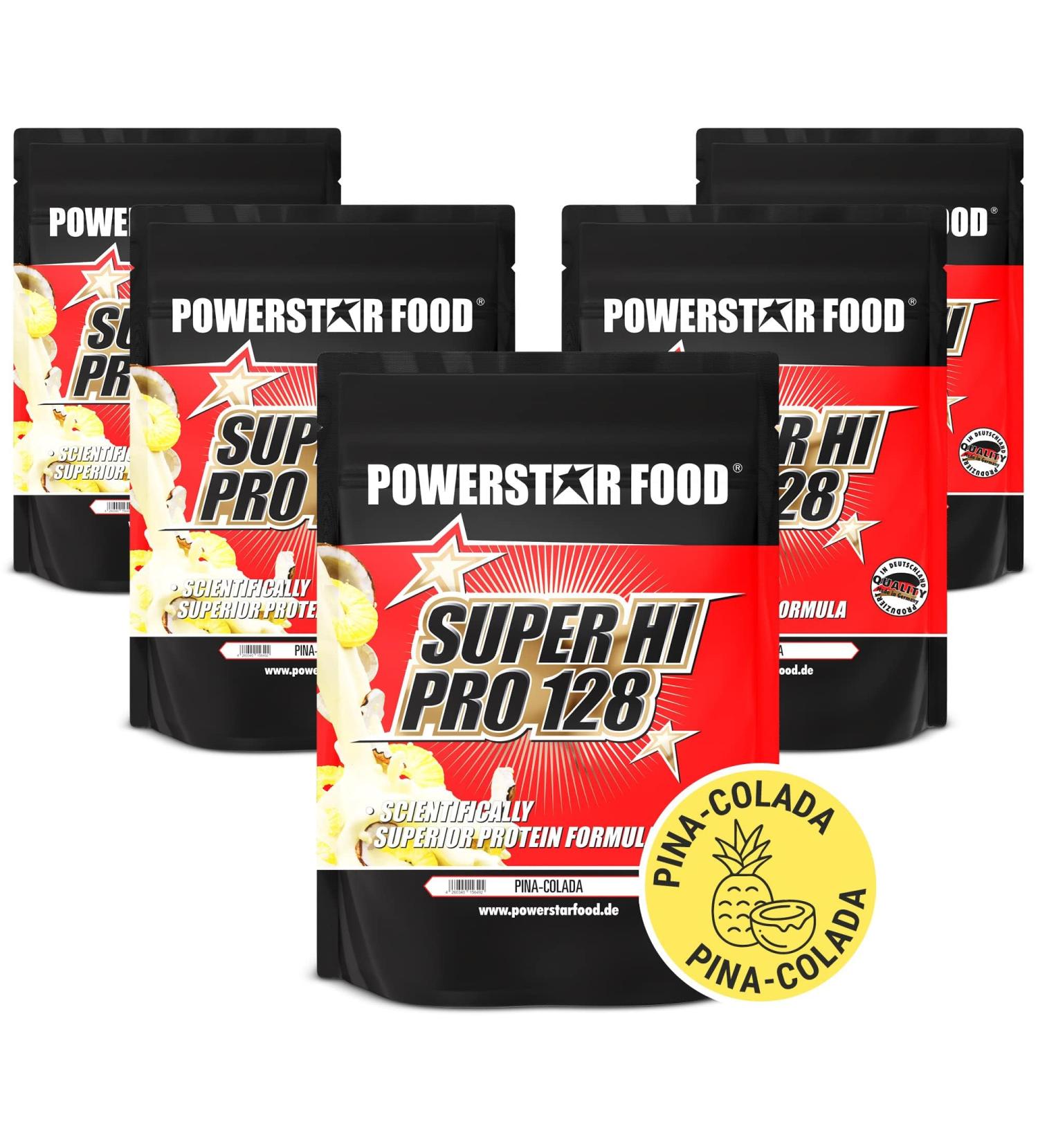 Powerstar Super Hi Pro 128 | Multi-Component Protein Powder Pina Colada | 79% Protein | Muscle Building & Weight Loss | 5x1000G Pack - Buy Online on GoSupps.com