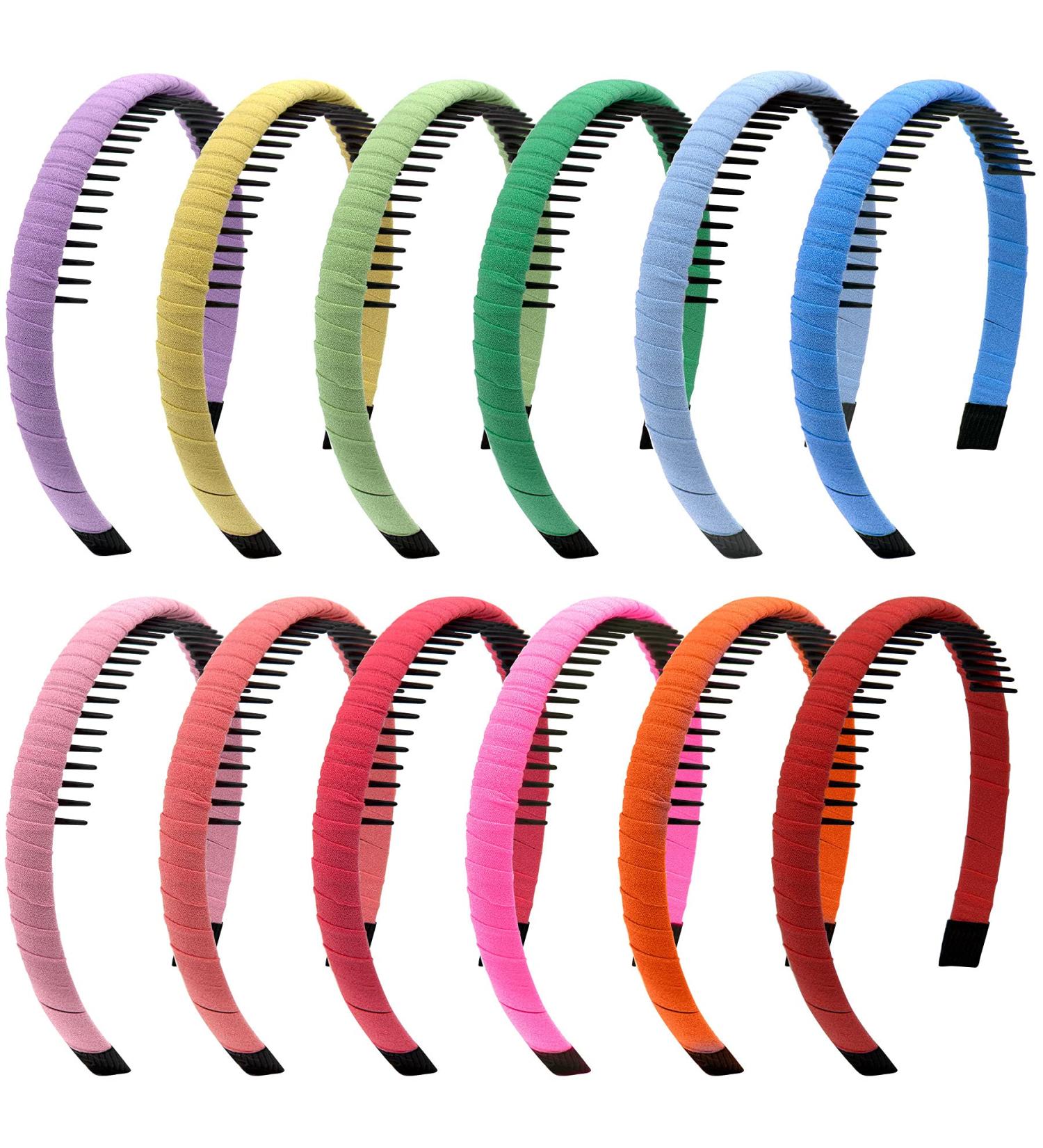 Duufin 12 Pieces Teeth Comb Headband for Women and Girls - Non-slip Hair Accessory in Colorful Candy Colors - Buy Online on GoSupps.com