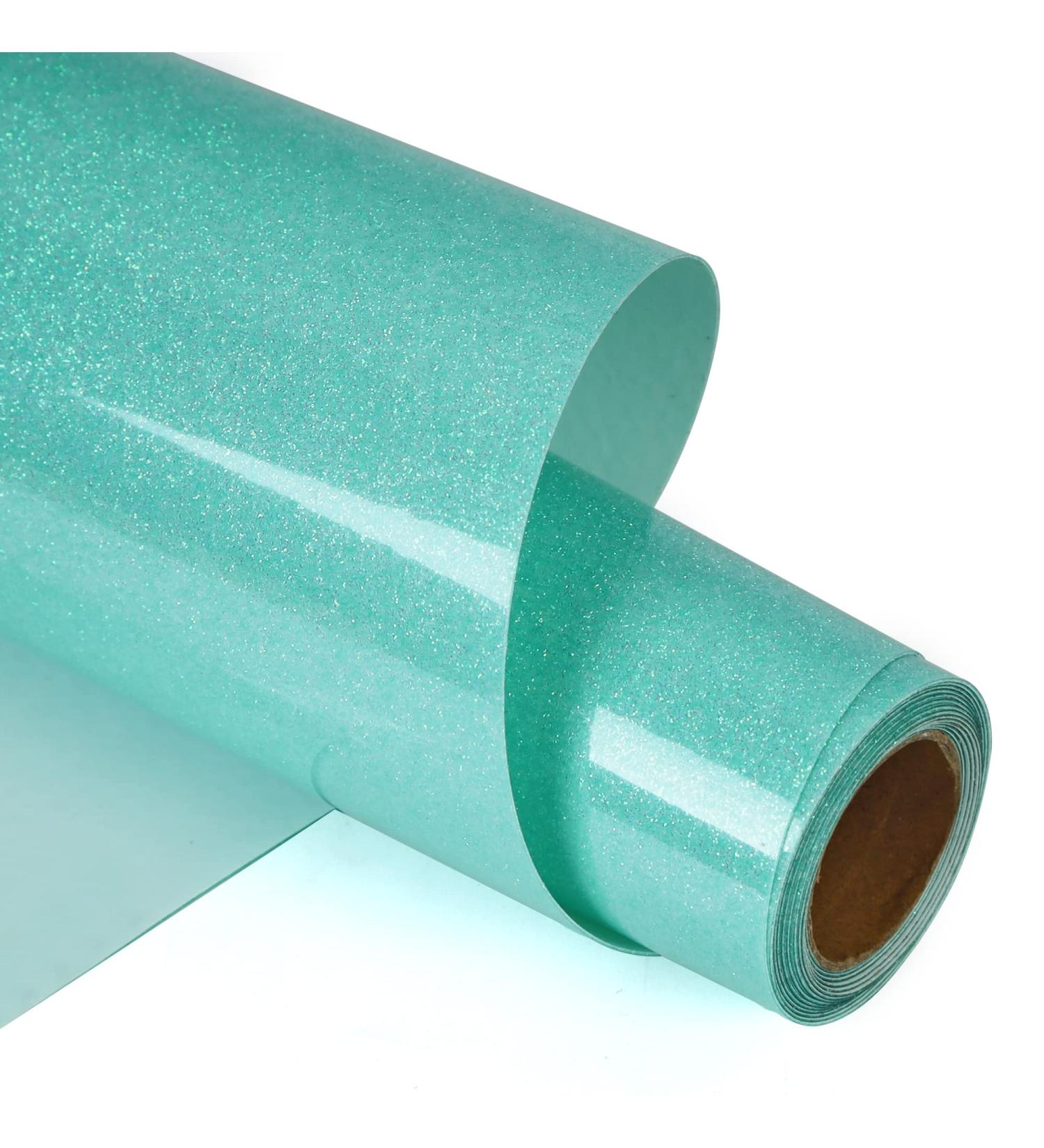 Teal Glitter HTV Vinyl Roll 12 x 6' - PU Stretch Iron-On for T-Shirt - Z1 Glitter Tiffany Blue - Buy Online on GoSupps.com