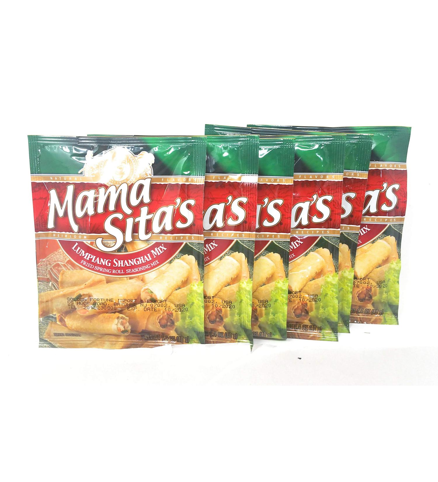 Mama Sita's Lumpiang Shanghai Mix Fried Spring Roll Seasoning Mix, Net Wt 1.4oz (40g), 6 Pack
