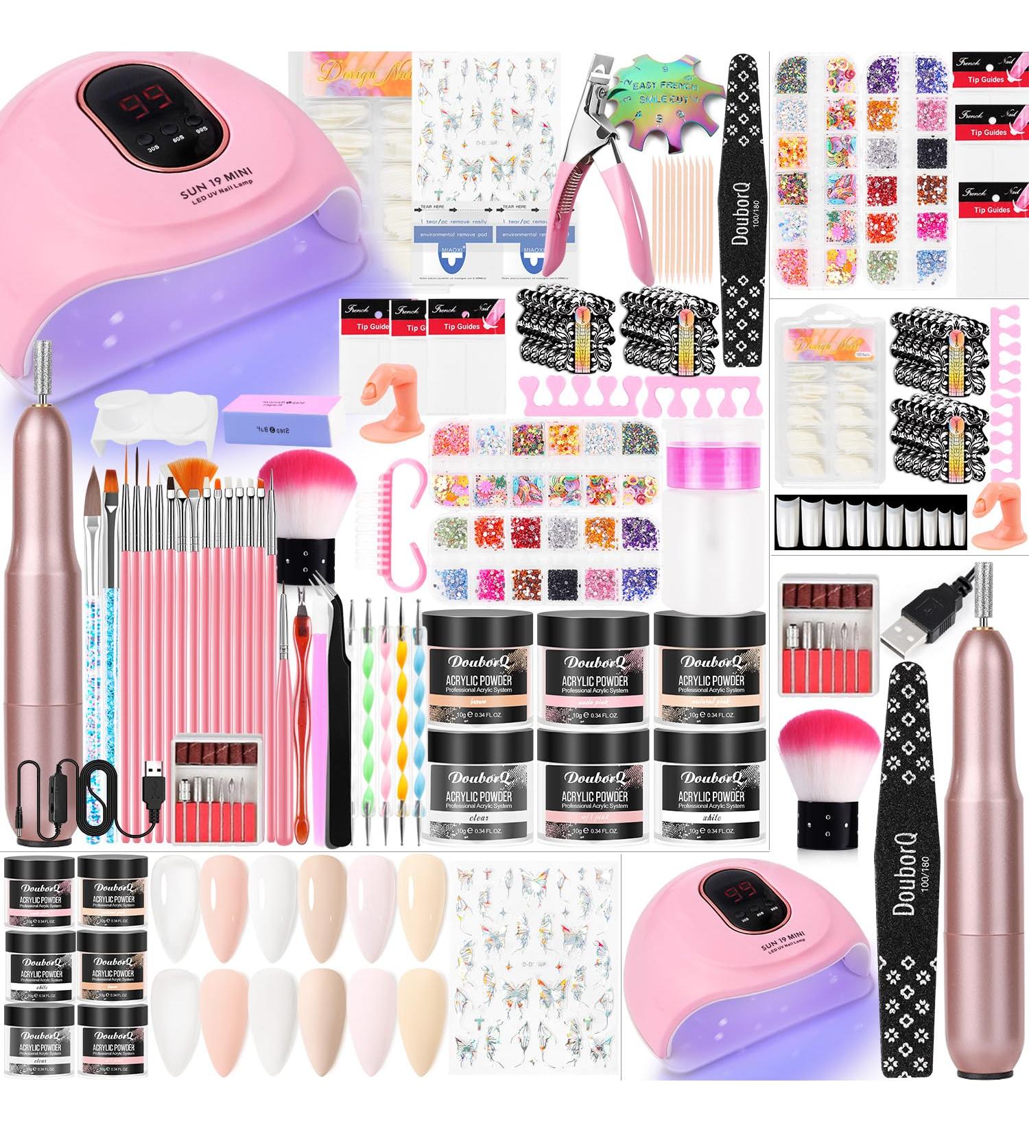 Acrylic Nail Kit for Beginners | Complete Starter Set with Acrylic Powder Liquid Nail Drill & UV Light All-in-One Full Supplies in Black - Buy Online on GoSupps.com